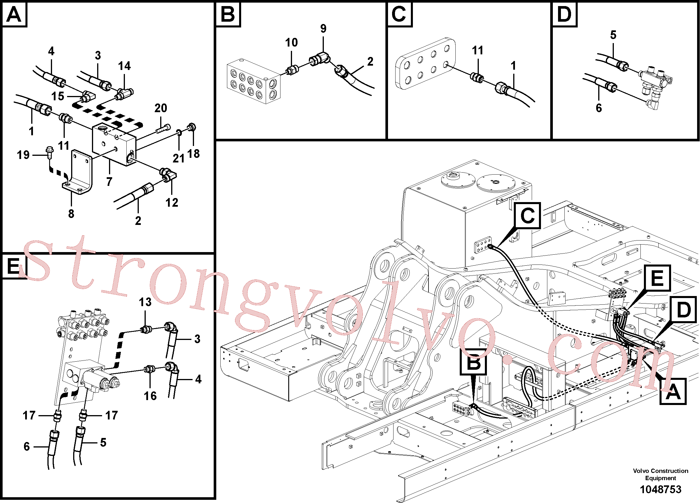 VOE937125 Volvo Sistema servomotor, válvula de comando para válvula solenóide(1048753 Montagem)