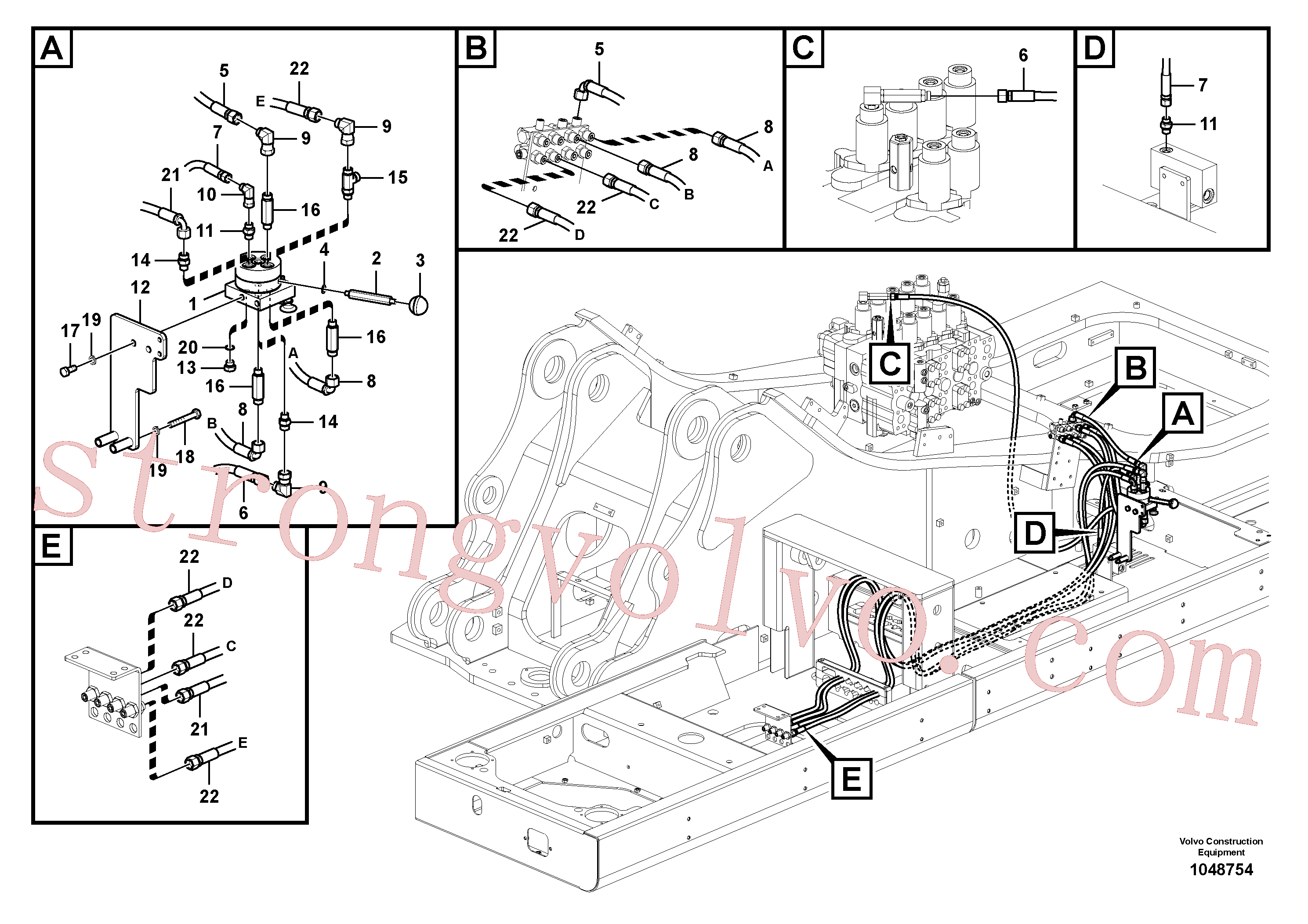 VOE937262 Volvo Sistema servomotor, mudança da função da alavanca(1048754 Montagem)