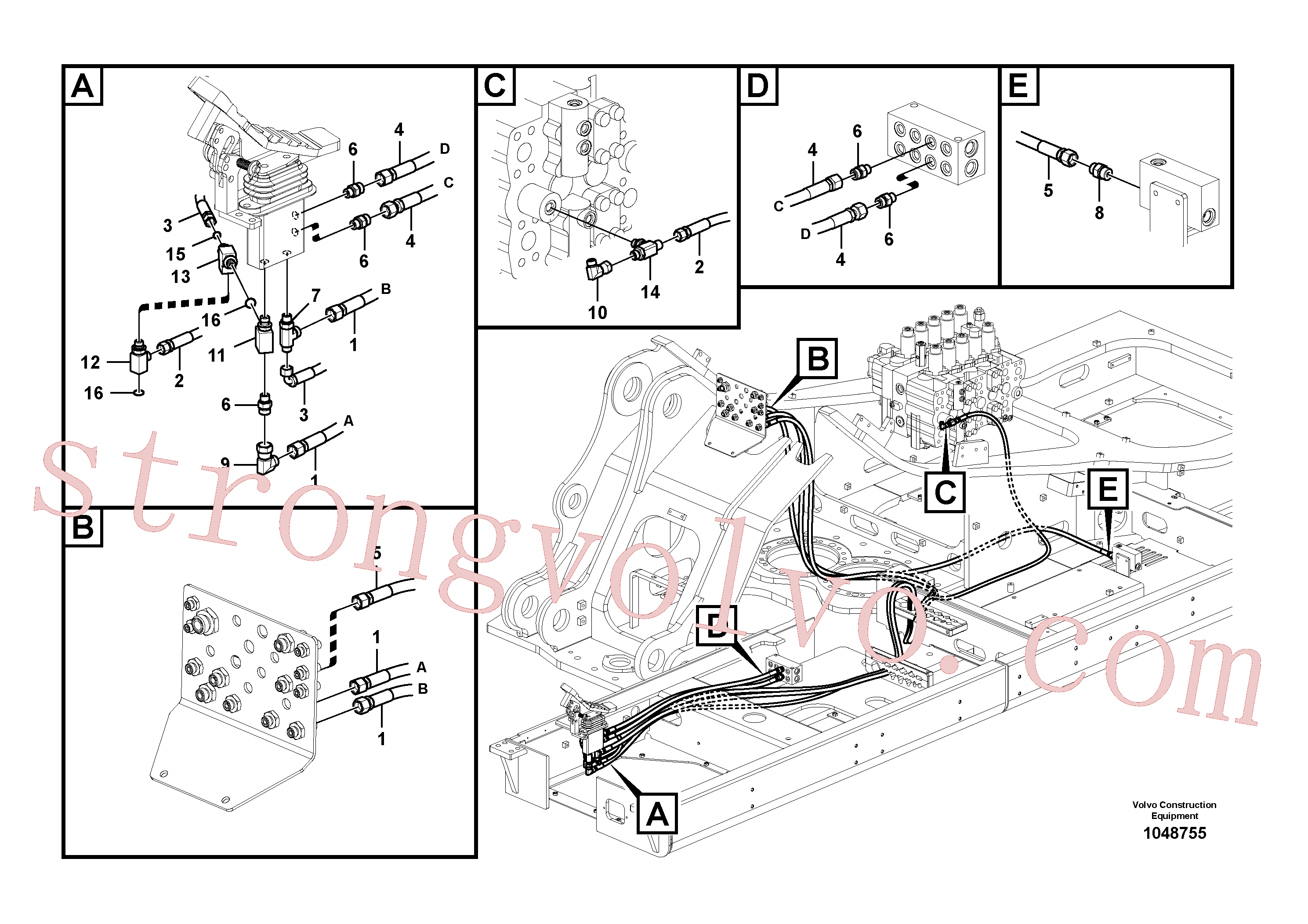 VOE937444 Volvo Sistema servomotor, martelo e corte(1048755 Montagem)