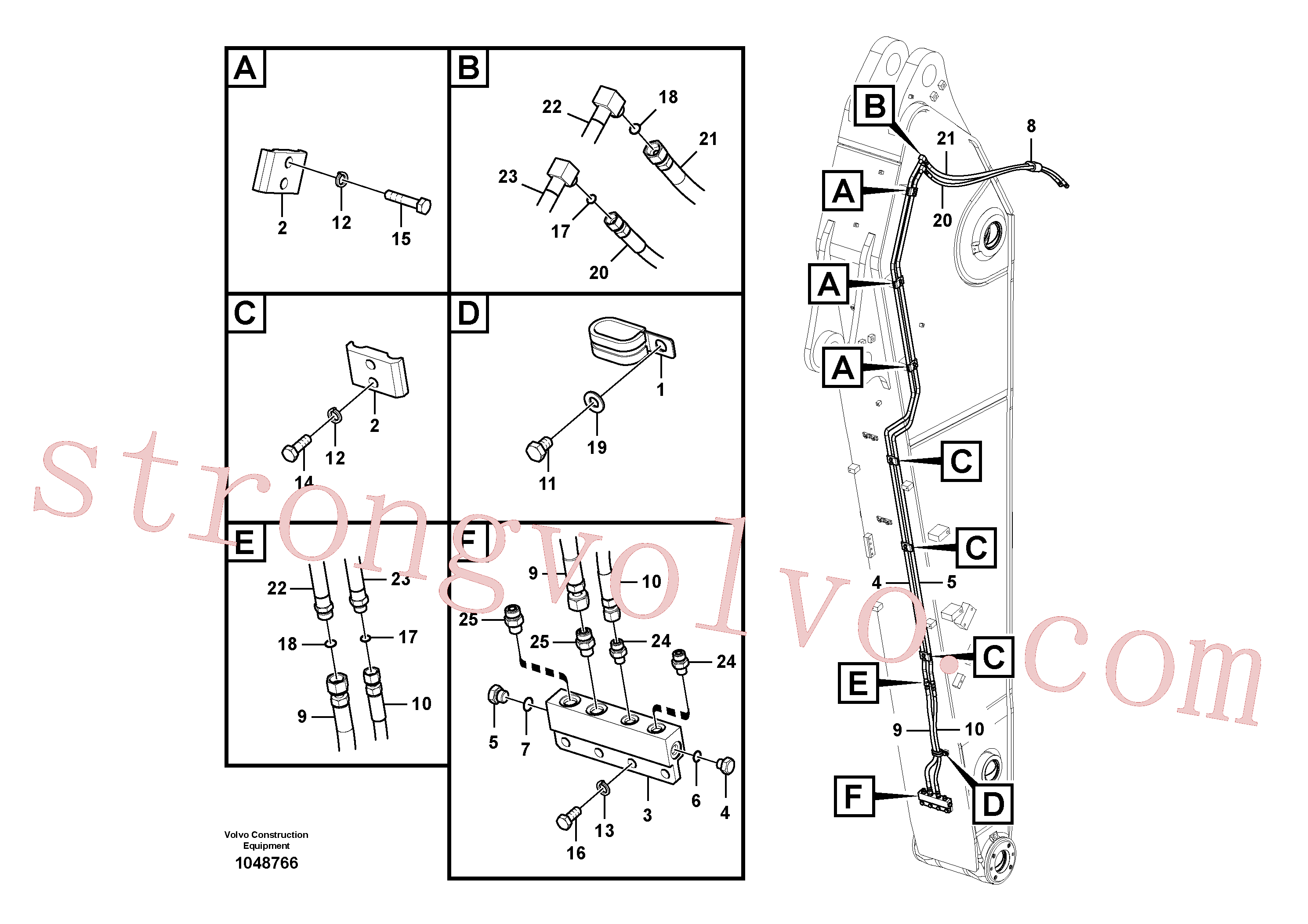 VOE14587250 Volvo Hidráulica de serviço, encaixe rápido no braço de afundamento(1048766 Montagem)