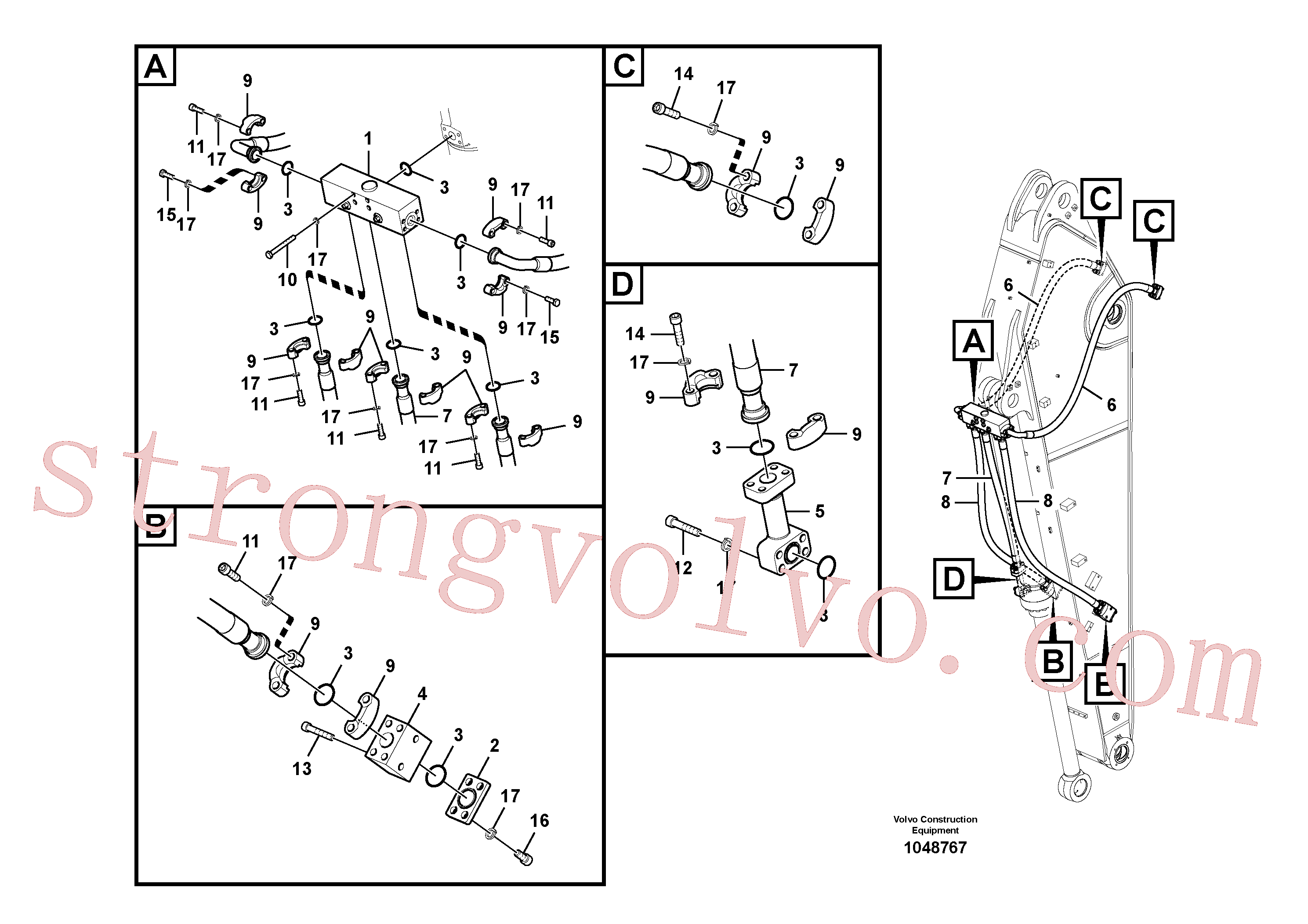 SA9495-17638 Volvo Hidráulica de serviços, balde articulado(1048767 Montagem)