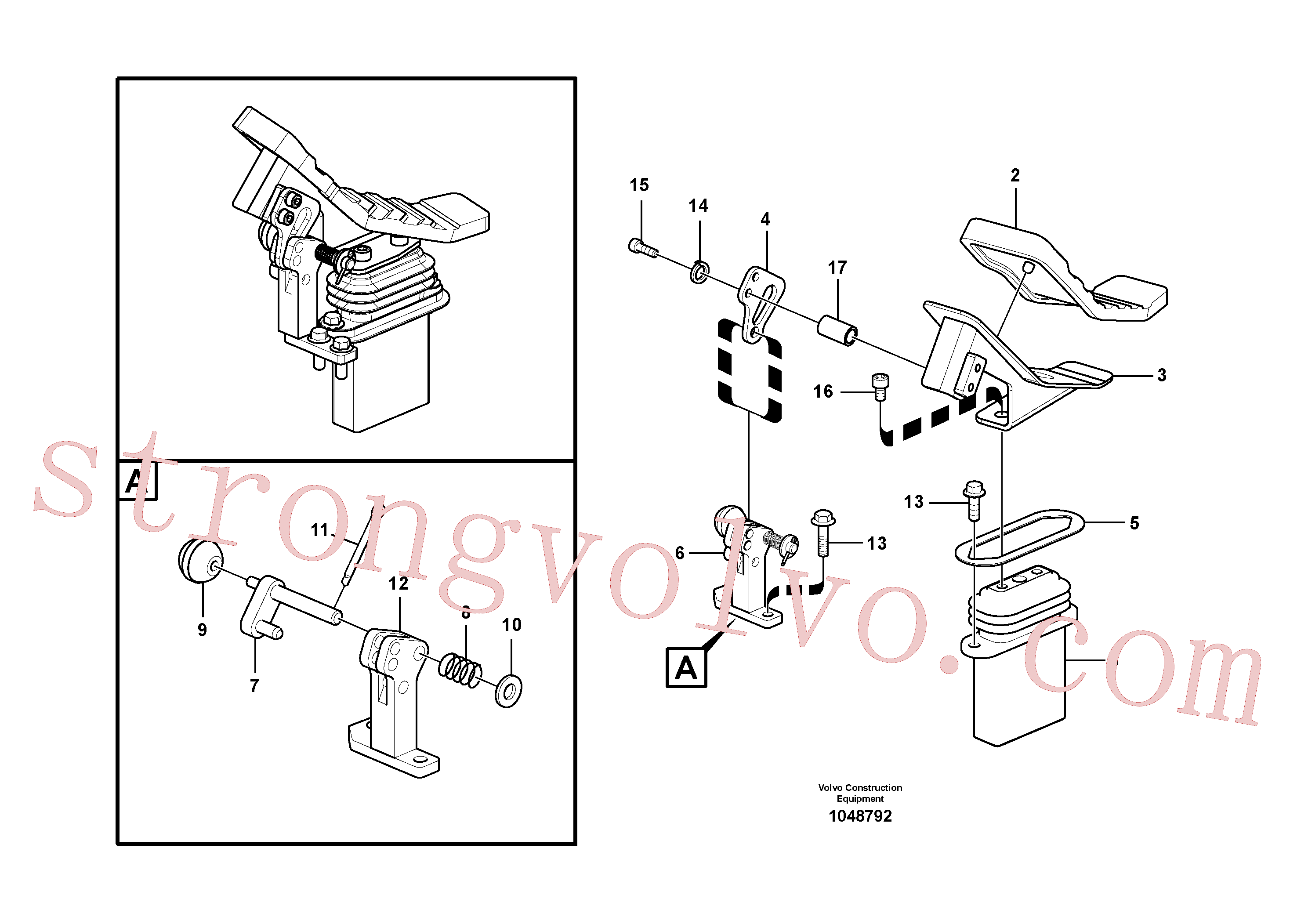 VOE14552290 Volvo Hidráulica de serviço, pedal da válvula de comando à distância para martelo e cortador(1048792 Montagem)