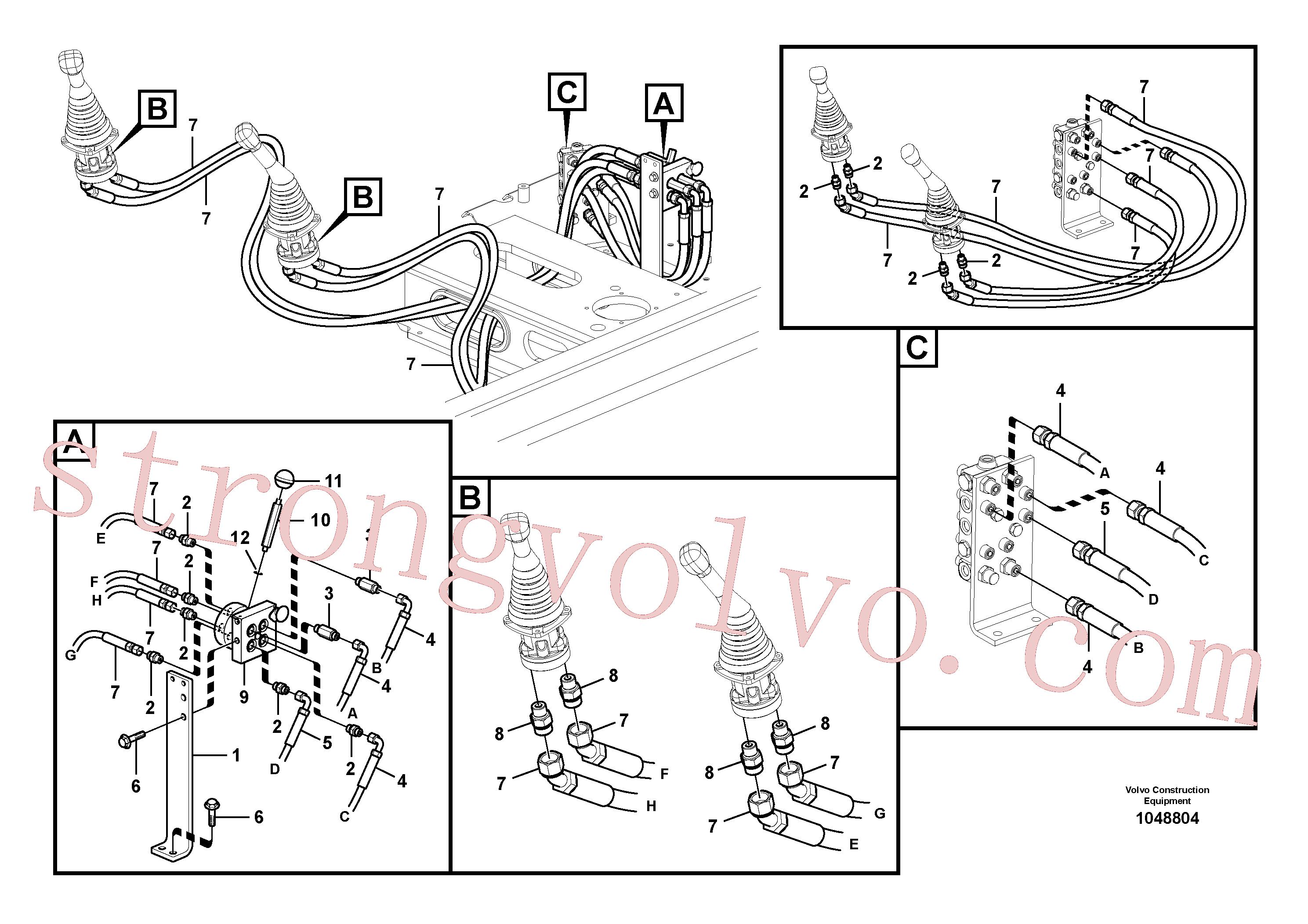 VOE937262 Volvo Sistema servomotor, mudança da função da alavanca(1048804 Montagem)