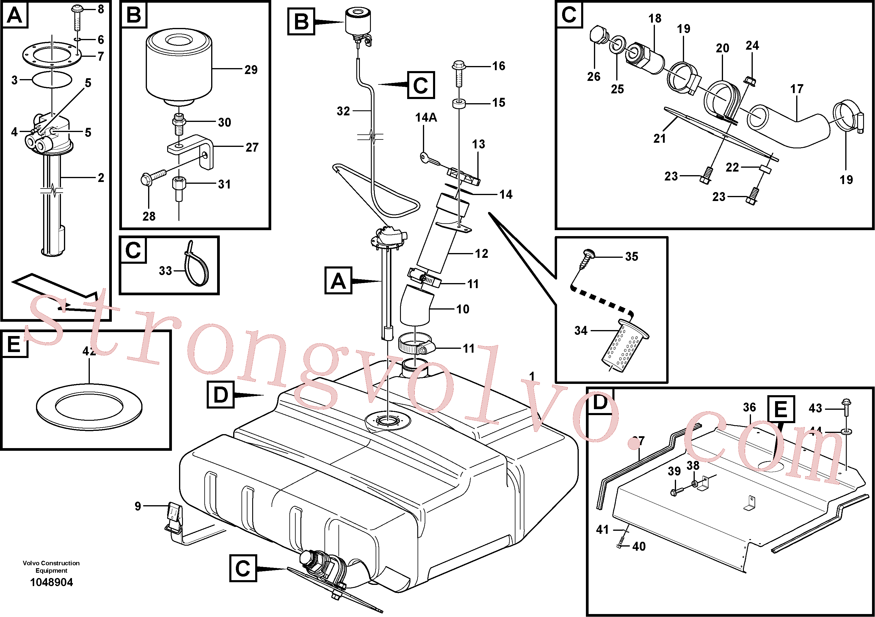 VOE925075 Volvo Depósito de combustível com acessórios(1048904 Montagem)