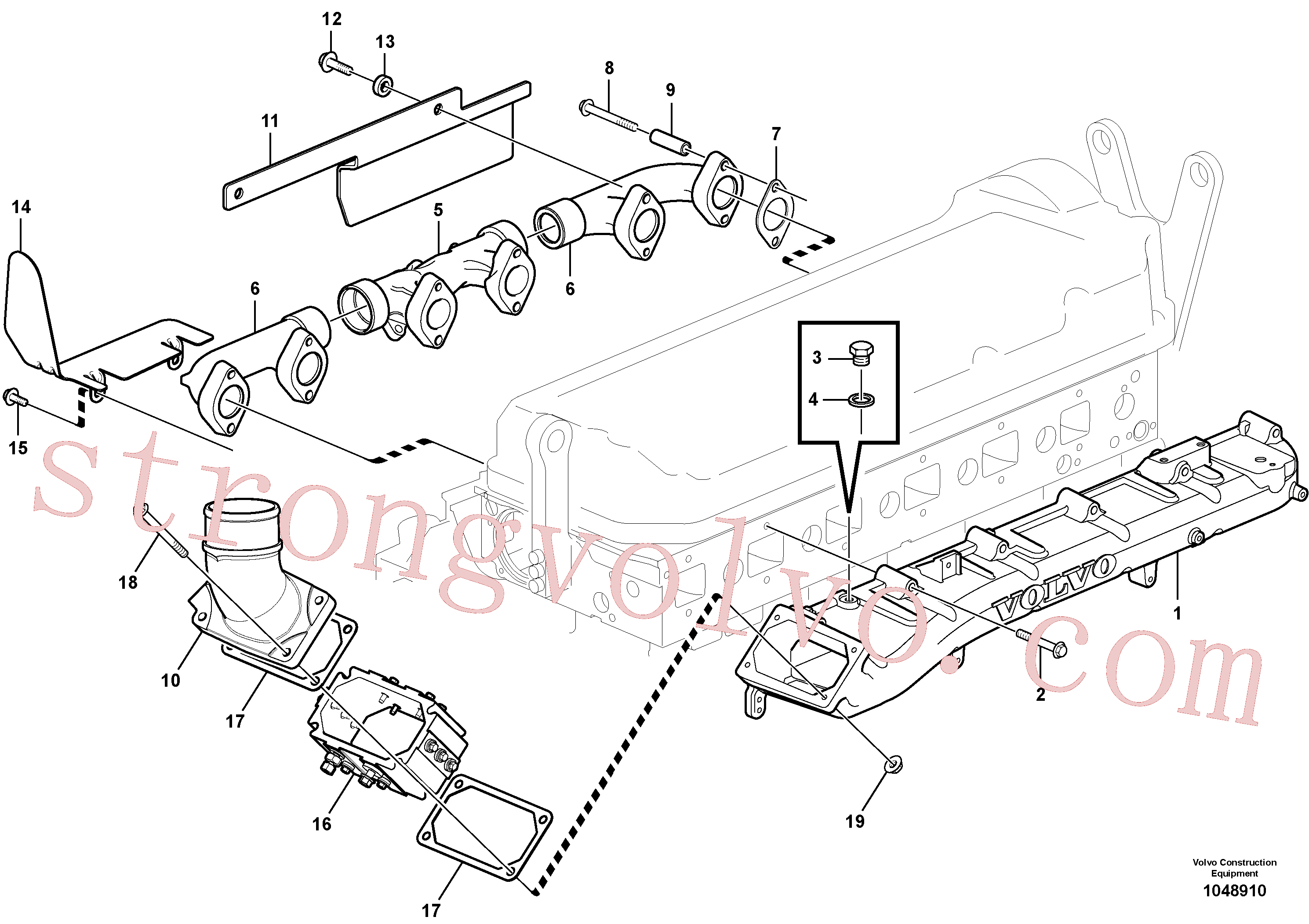 VOE965184 Volvo Colector de admissão e colector de escape(1048910 Montagem)