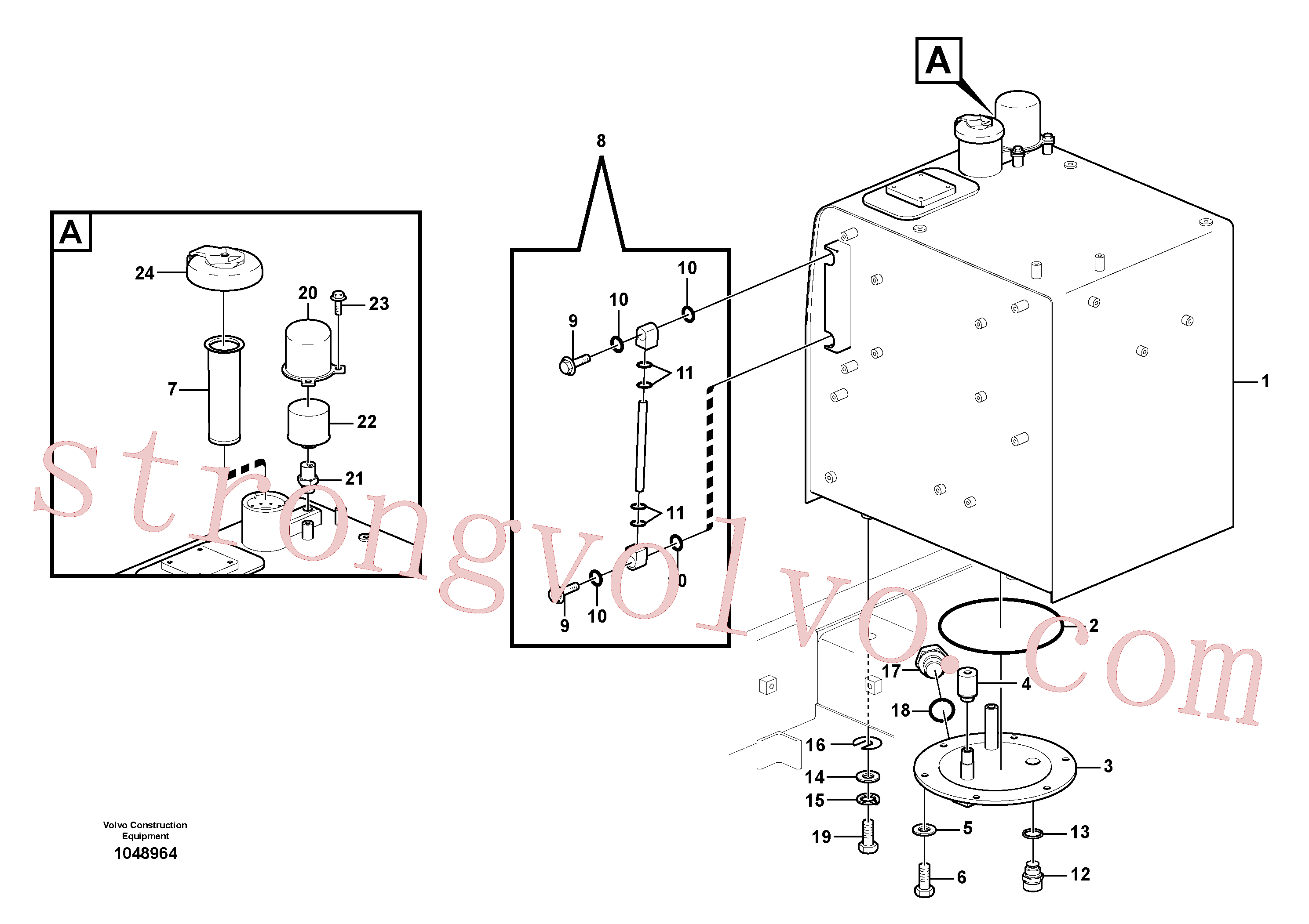 VOE14881065 Volvo Depósito de combustível com acessórios(1048964 Montagem)