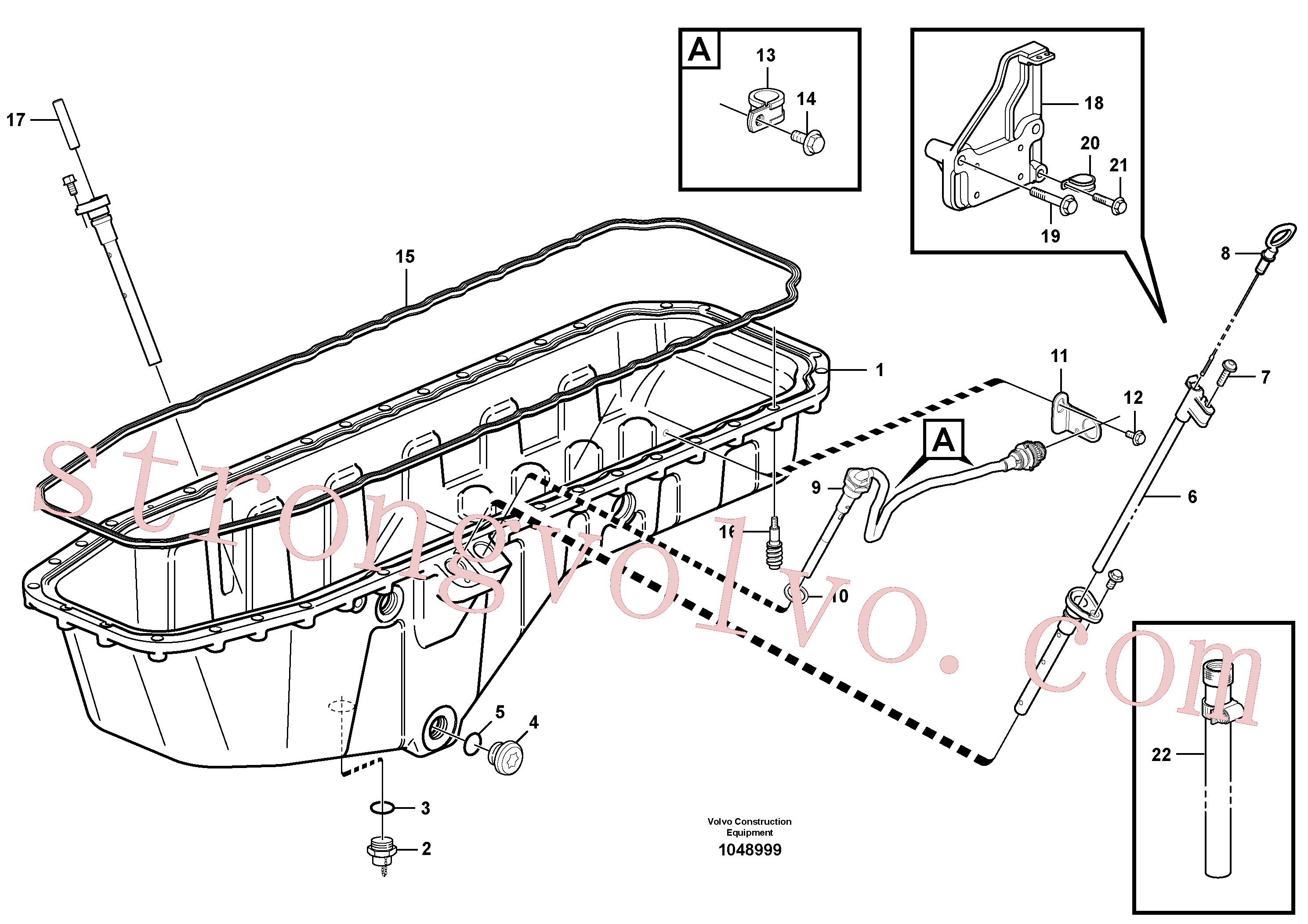 VOE3988328 Volvo Cárter inferior do óleo com peças de montagem, Cárter do óleo / vareta do óleo(1048999 Montagem)