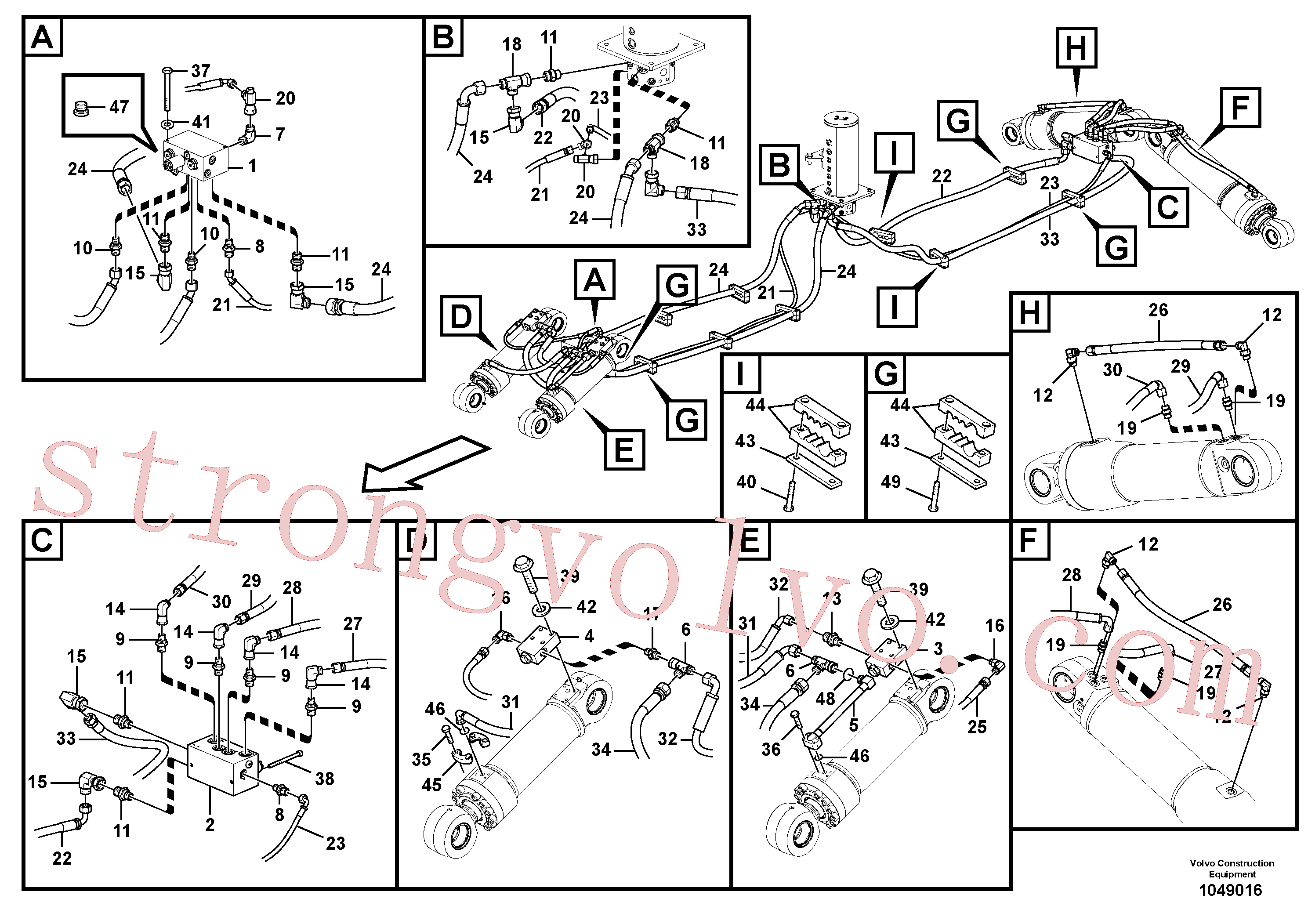 VOE937872 Volvo Hidráulica de serviço, lâmina de terraplanagem dianteira e extensor traseiro(1049016 Montagem)
