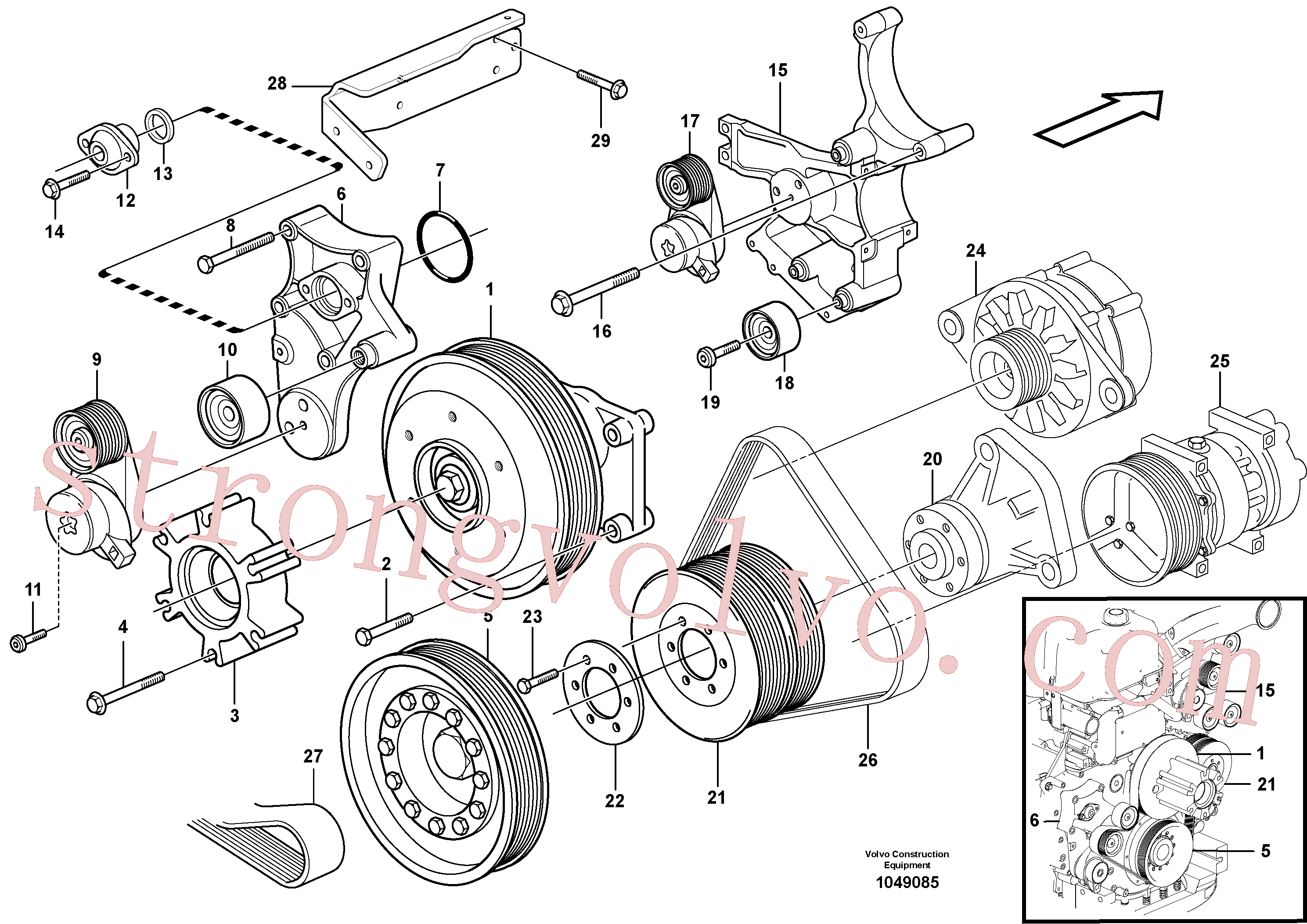VOE973967 Volvo Transmissão por correias(1049085 Montagem)