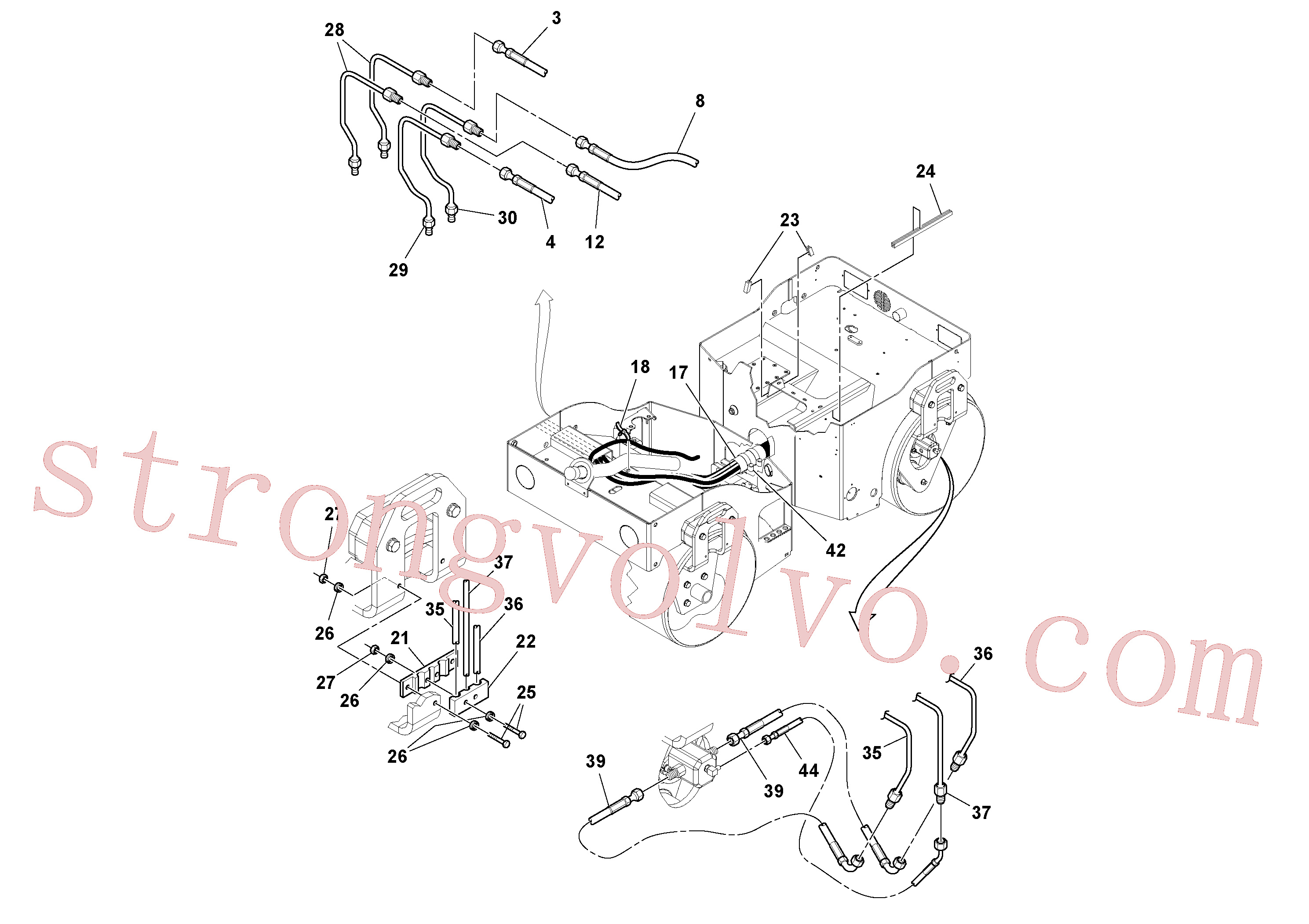 RM59174748 Volvo Instalação de mangueiras hidráulicas/braçadeira de tubo(1049176 Montagem)