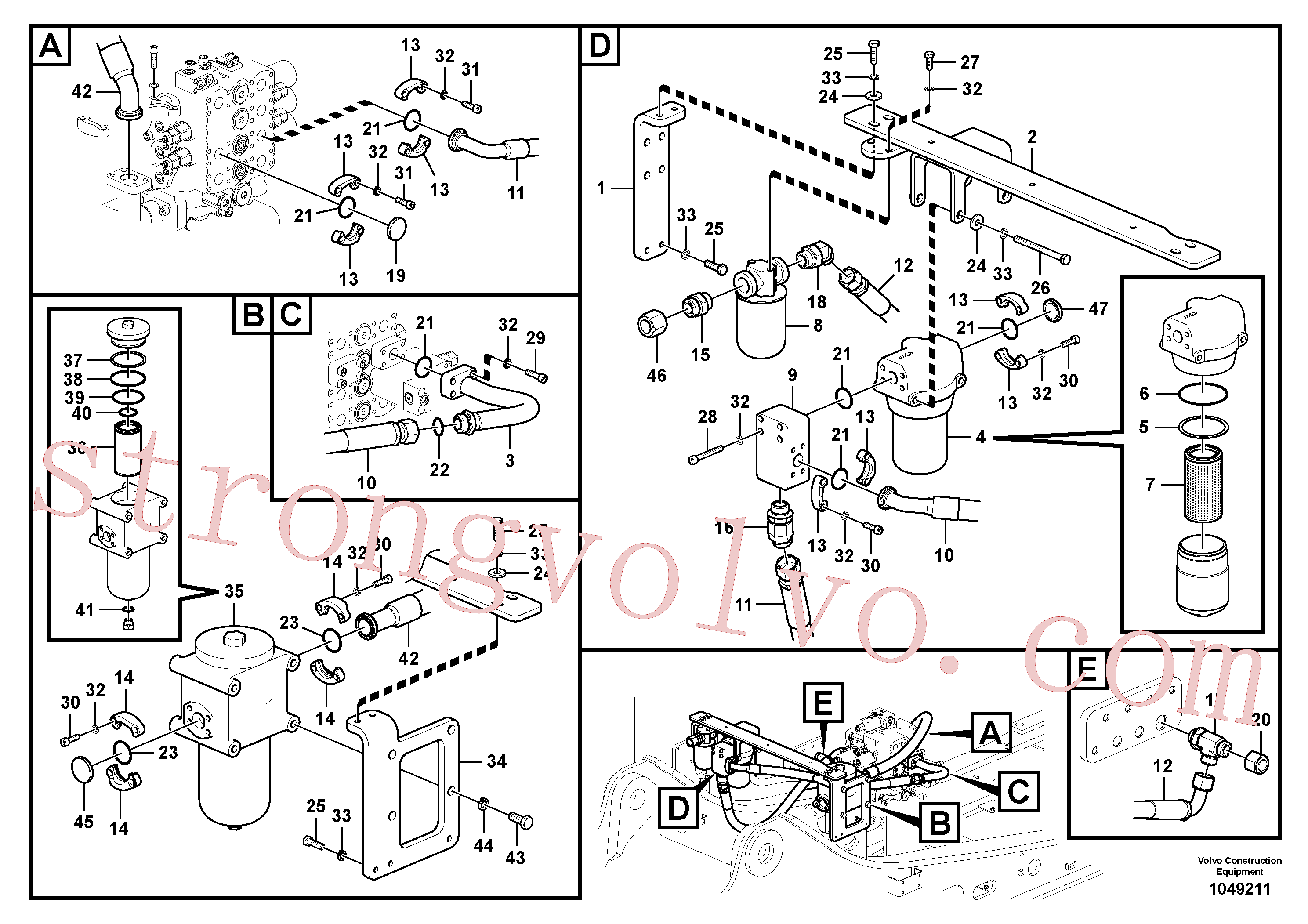 SA9566-41150 Volvo Hidráulica de serviço, martelo e cortador para filtro de retorno(1049211 Montagem)