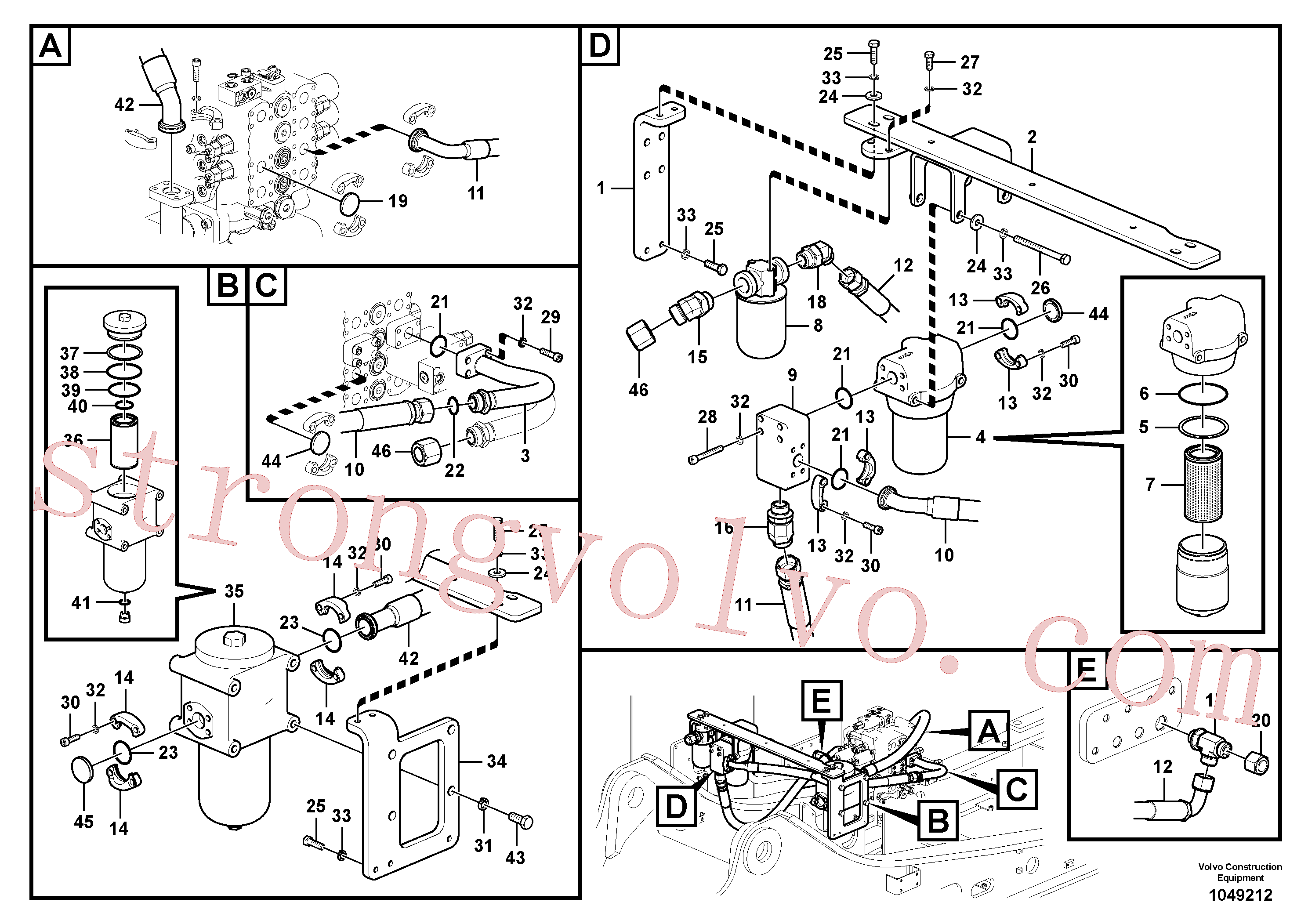 VOE938192 Volvo Hidráulica de serviço, martelo e cortador para filtro de retorno(1049212 Montagem)