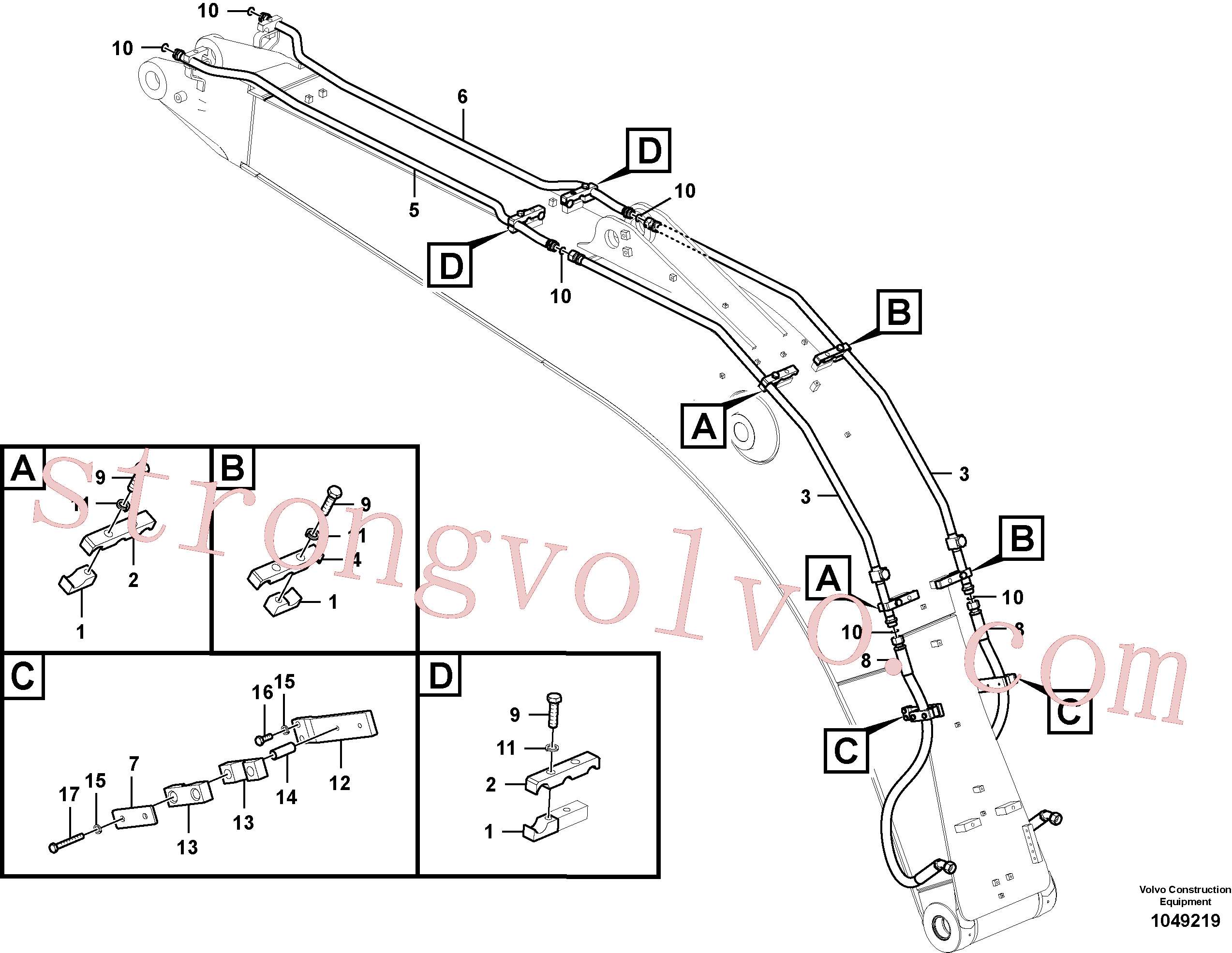 VOE14621317 Volvo Hidráulica de serviço, martelo e cortador para lança(1049219 Montagem)