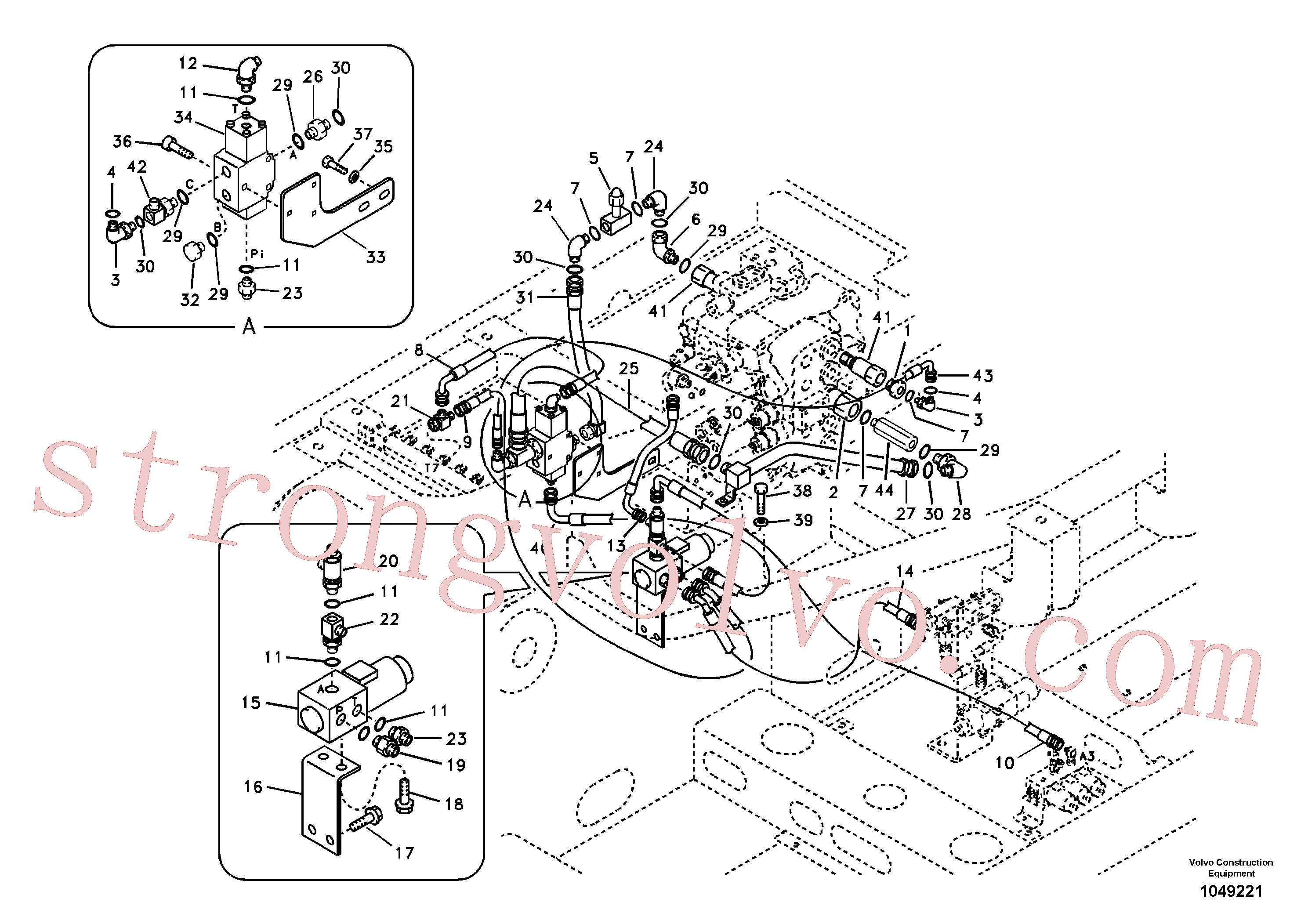SA9401-35616 Volvo Hidráulica de serviço, martelo e cortador para fluxo da bomba auxiliar(1049221 Montagem)