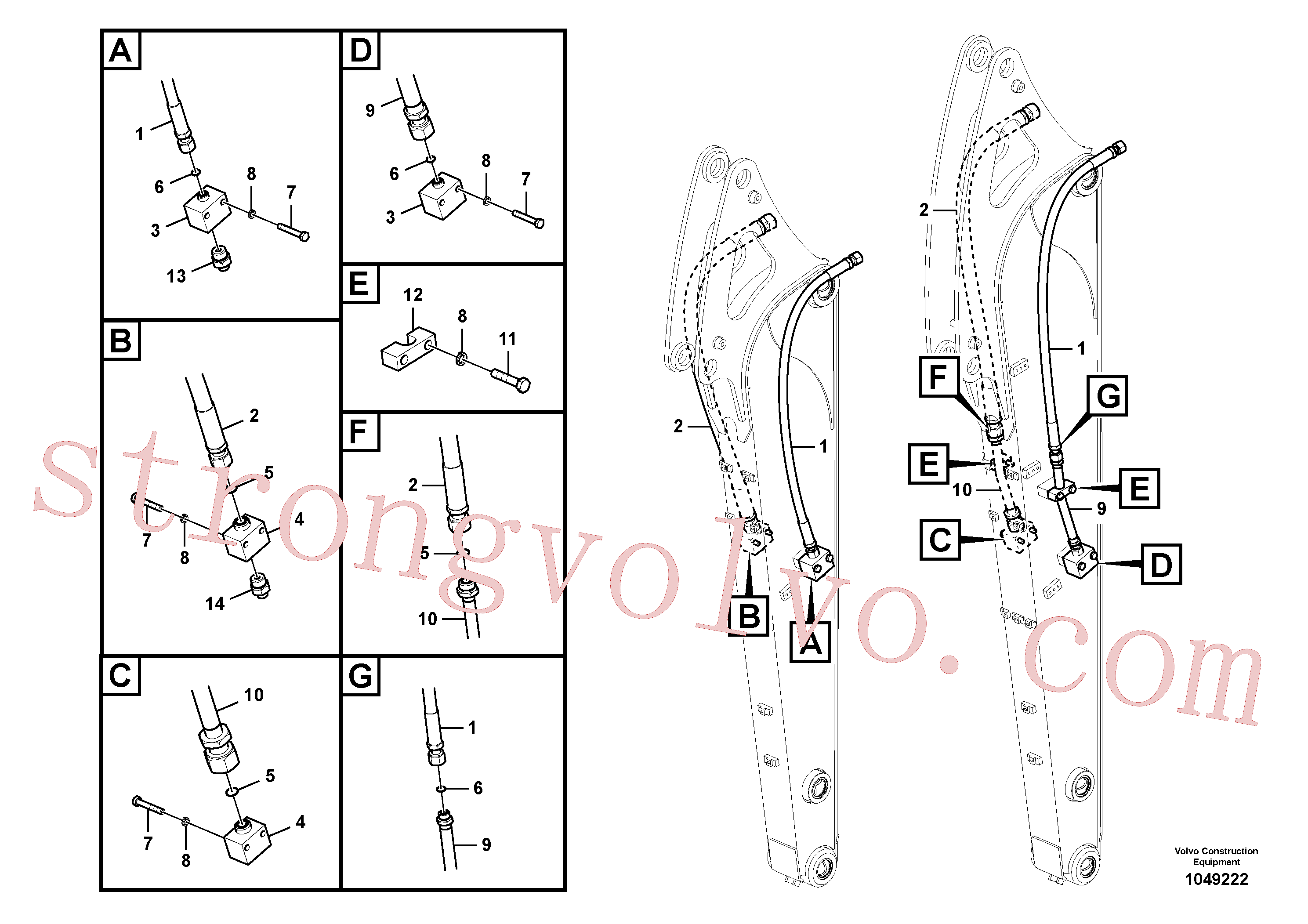 VOE14587008 Volvo Hidráulica de serviço, martelo e cortador para braço de afundamento(1049222 Montagem)