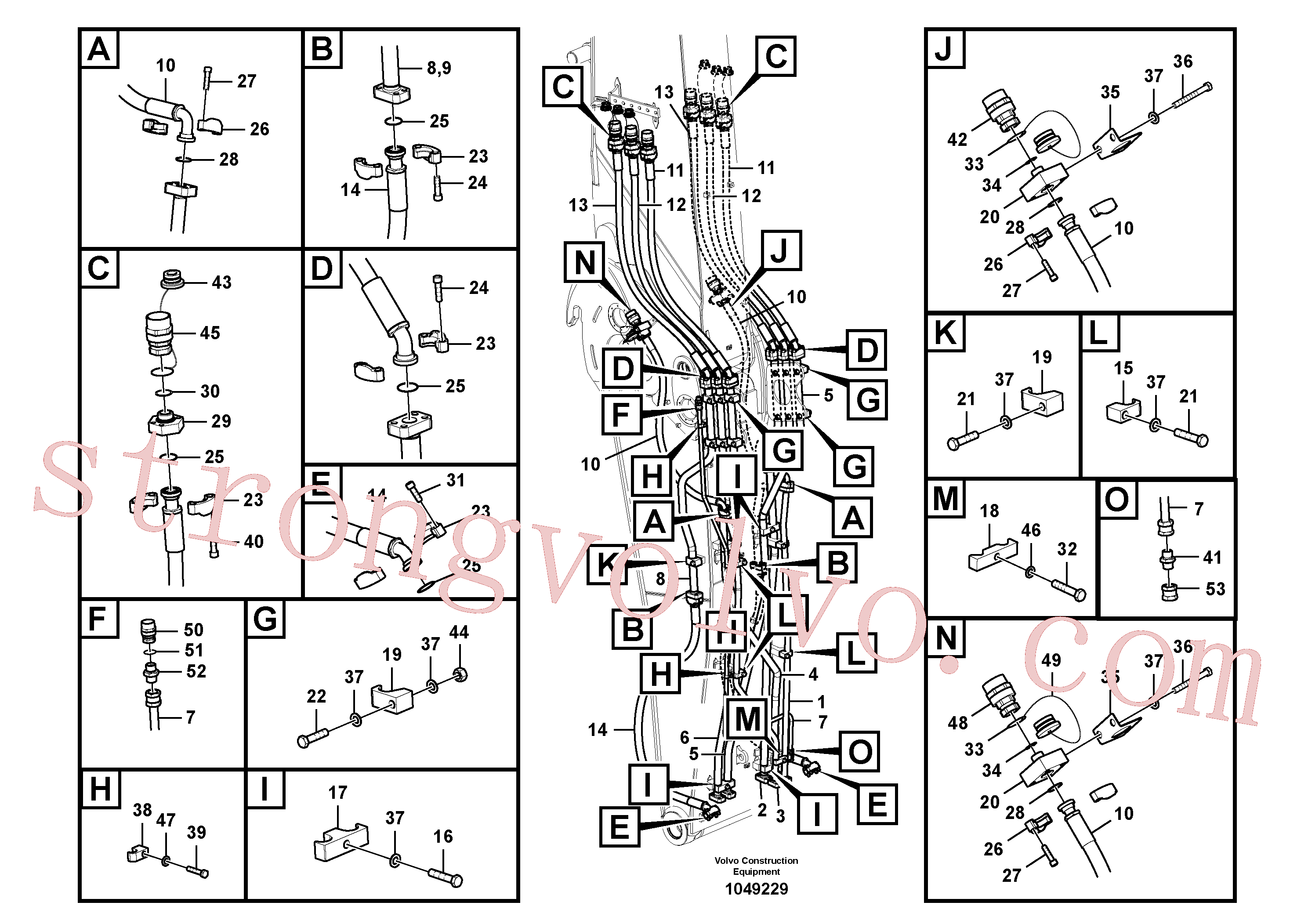 VOE14357364 Volvo Hidráulica de serviço, cilindro do braço de afundamento na lança.(1049229 Montagem)