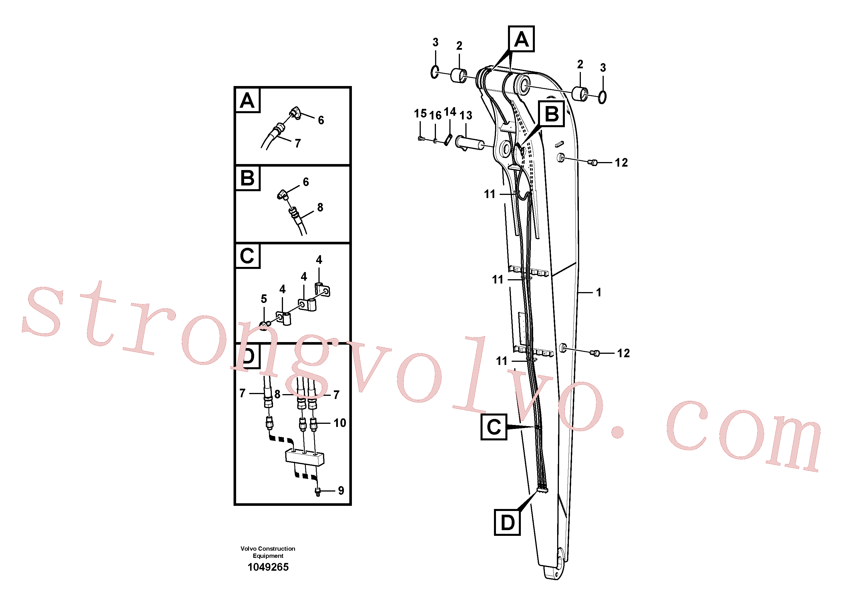 SA9011-12406 Volvo Tubagem de massa e do braço de afundamento com sede da tubagem(1049265 Montagem)