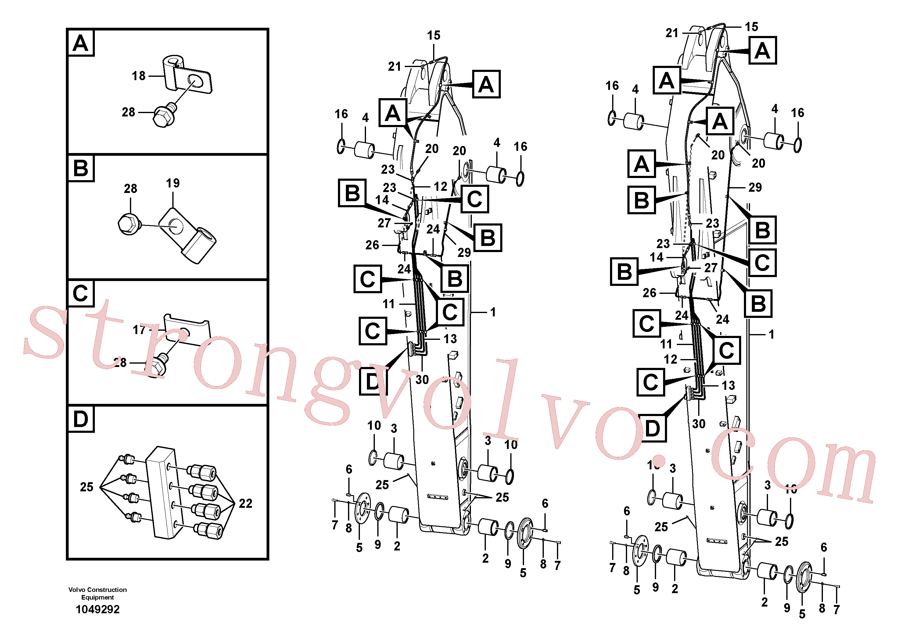 VOE14548796 Volvo Tubagem de massa e do braço de afundamento com sede da tubagem(1049292 Montagem)