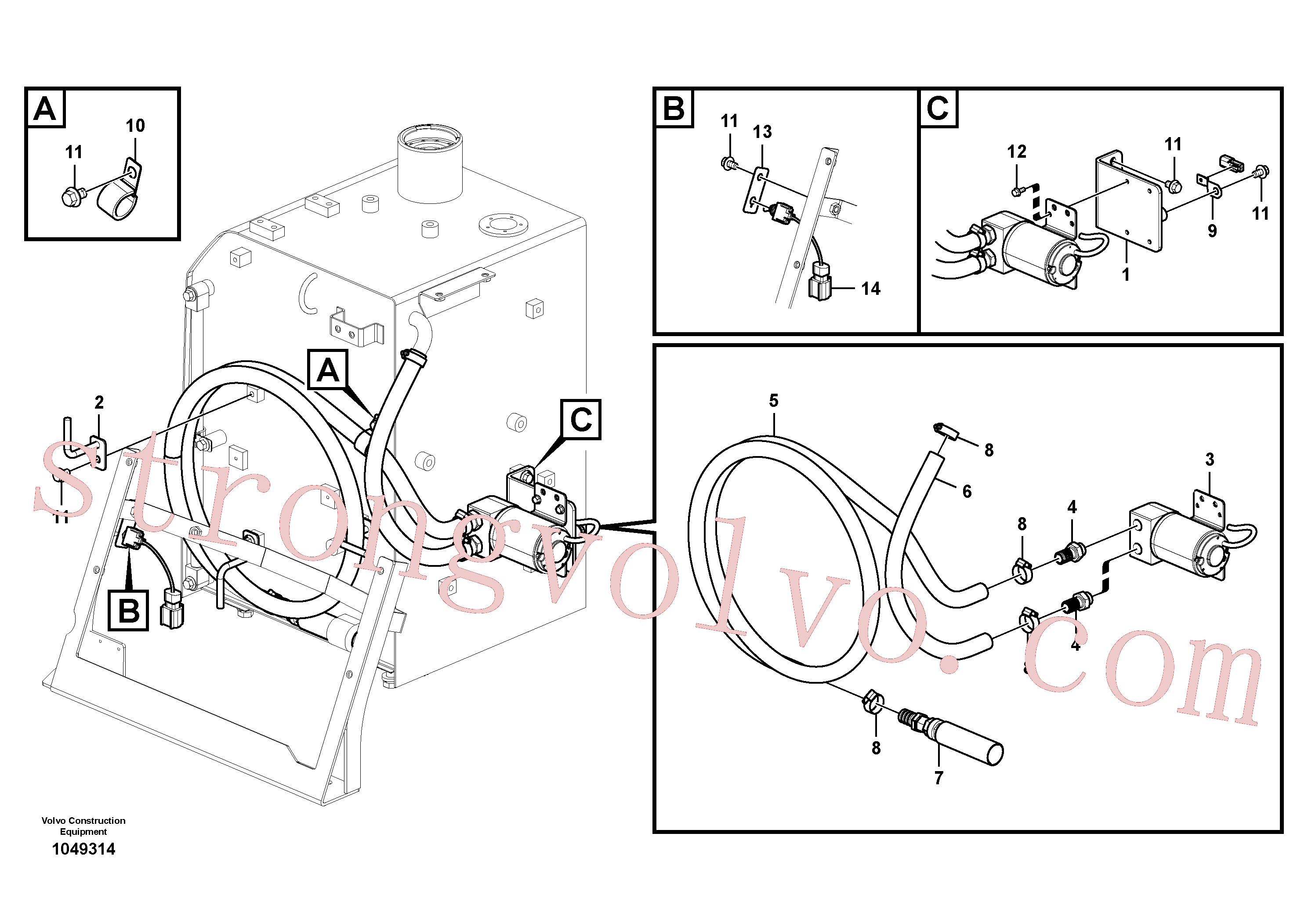 VOE14517754 Volvo Bomba de enchimento do combustível com detalhes de montagem(1049314 Montagem)