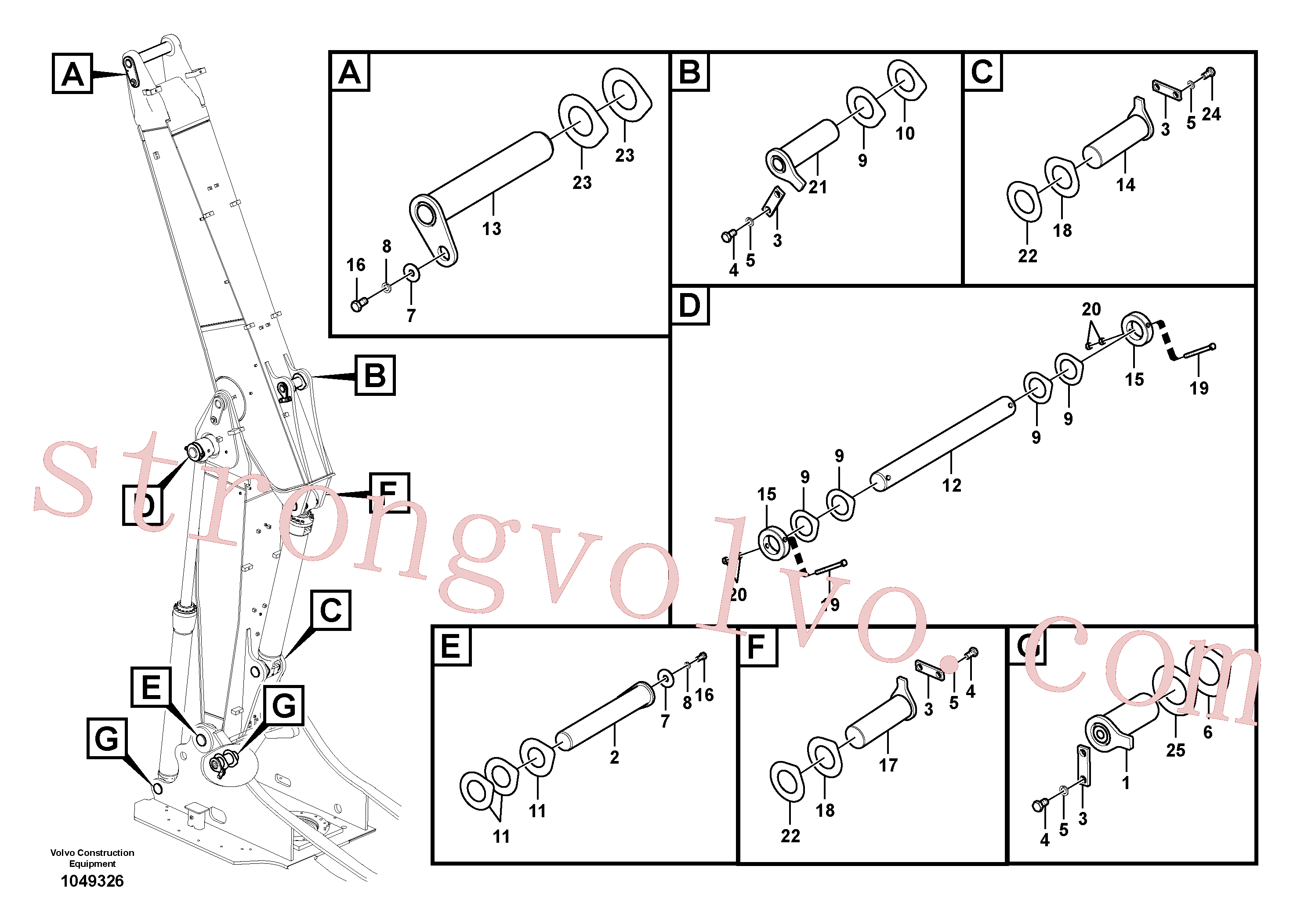 VOE14547553 Volvo Tirantes para a lança ajustável(1049326 Montagem)