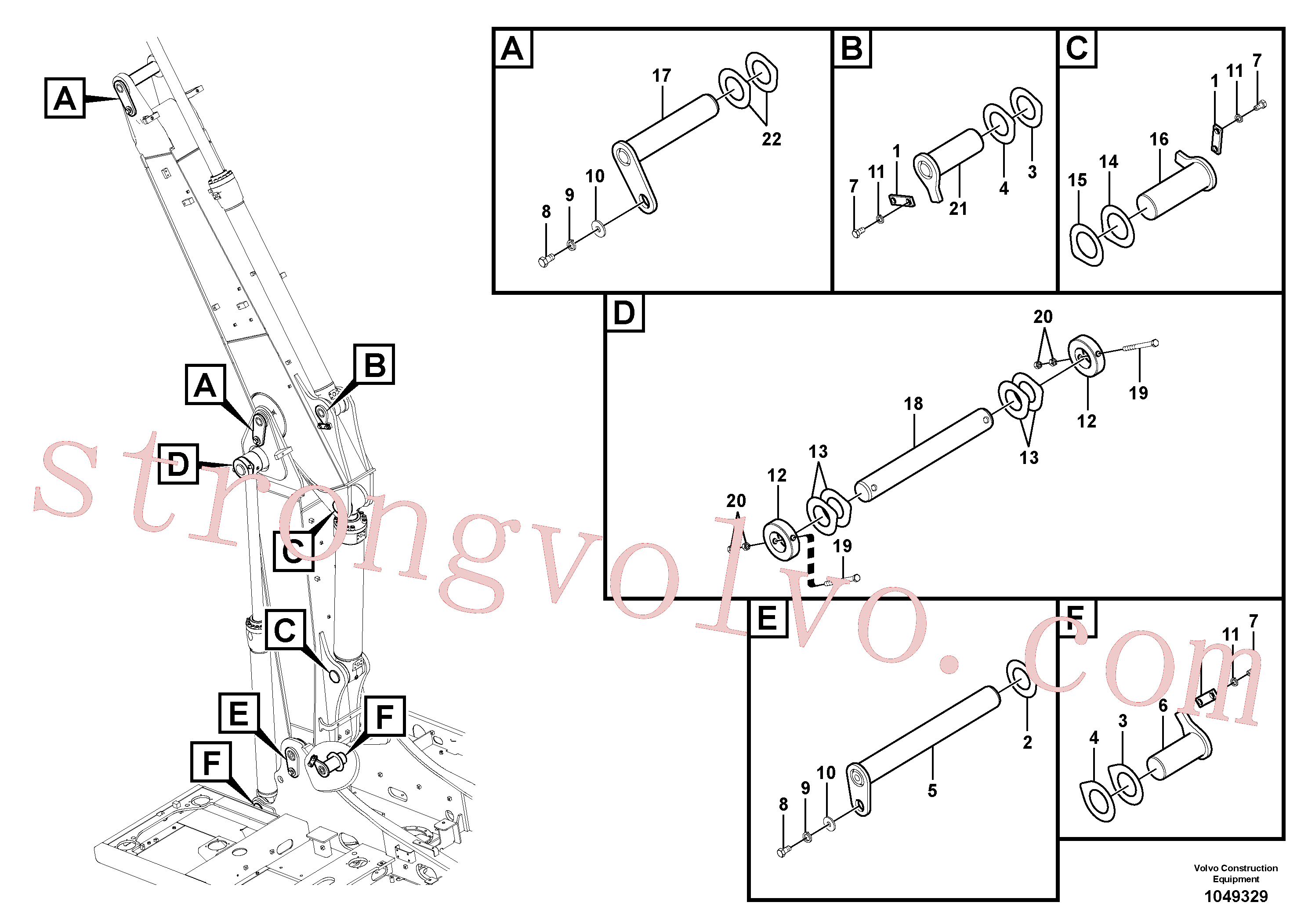 SA992586 Volvo Tirantes para a lança ajustável(1049329 Montagem)