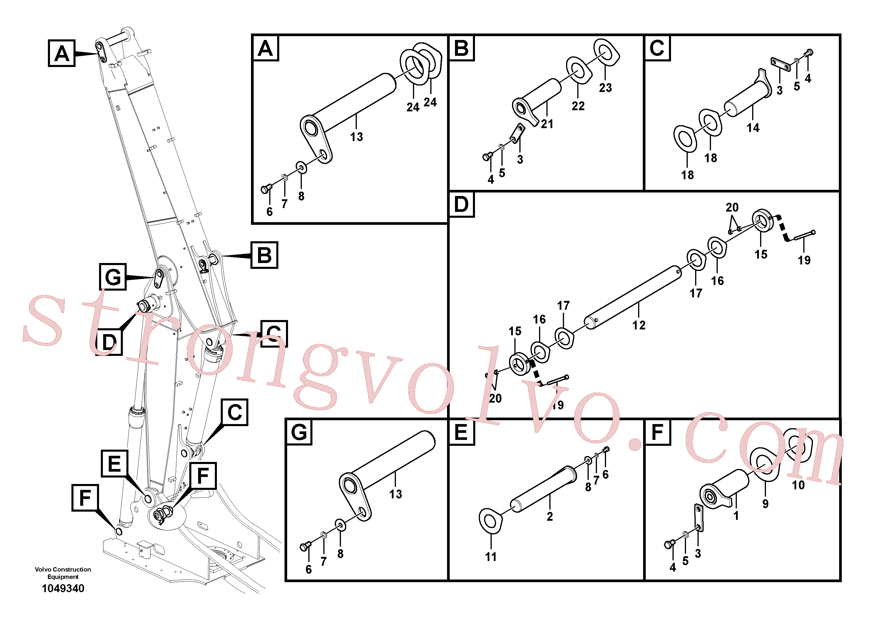 VOE14548930 Volvo Tirantes para a lança ajustável(1049340 Montagem)