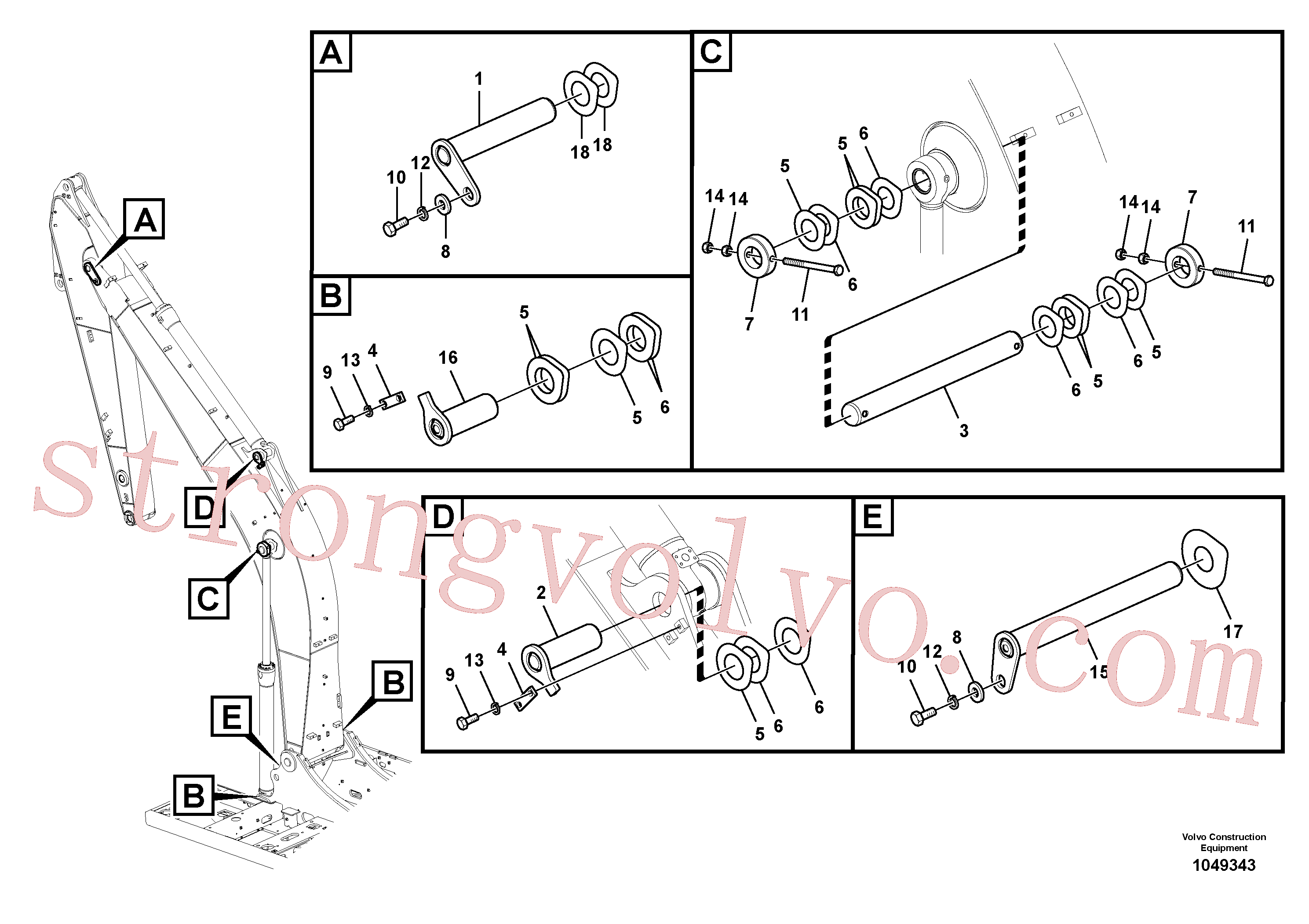 Volvo Acessórios para escavadeira VOE14616572 Pino Acessórios