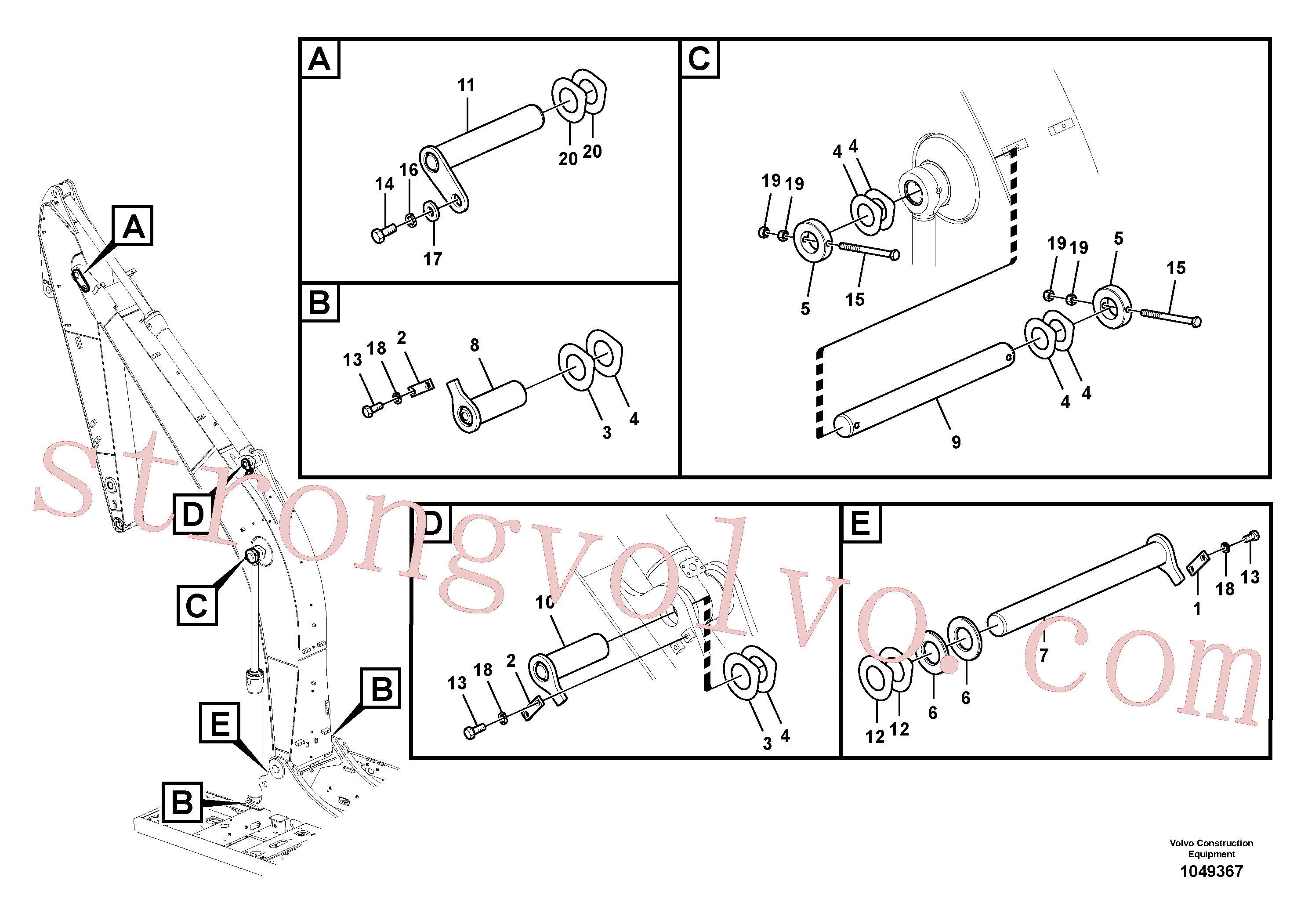 China Made VOE14703238 Calço de ajuste Volvo Acessórios para escavadeira