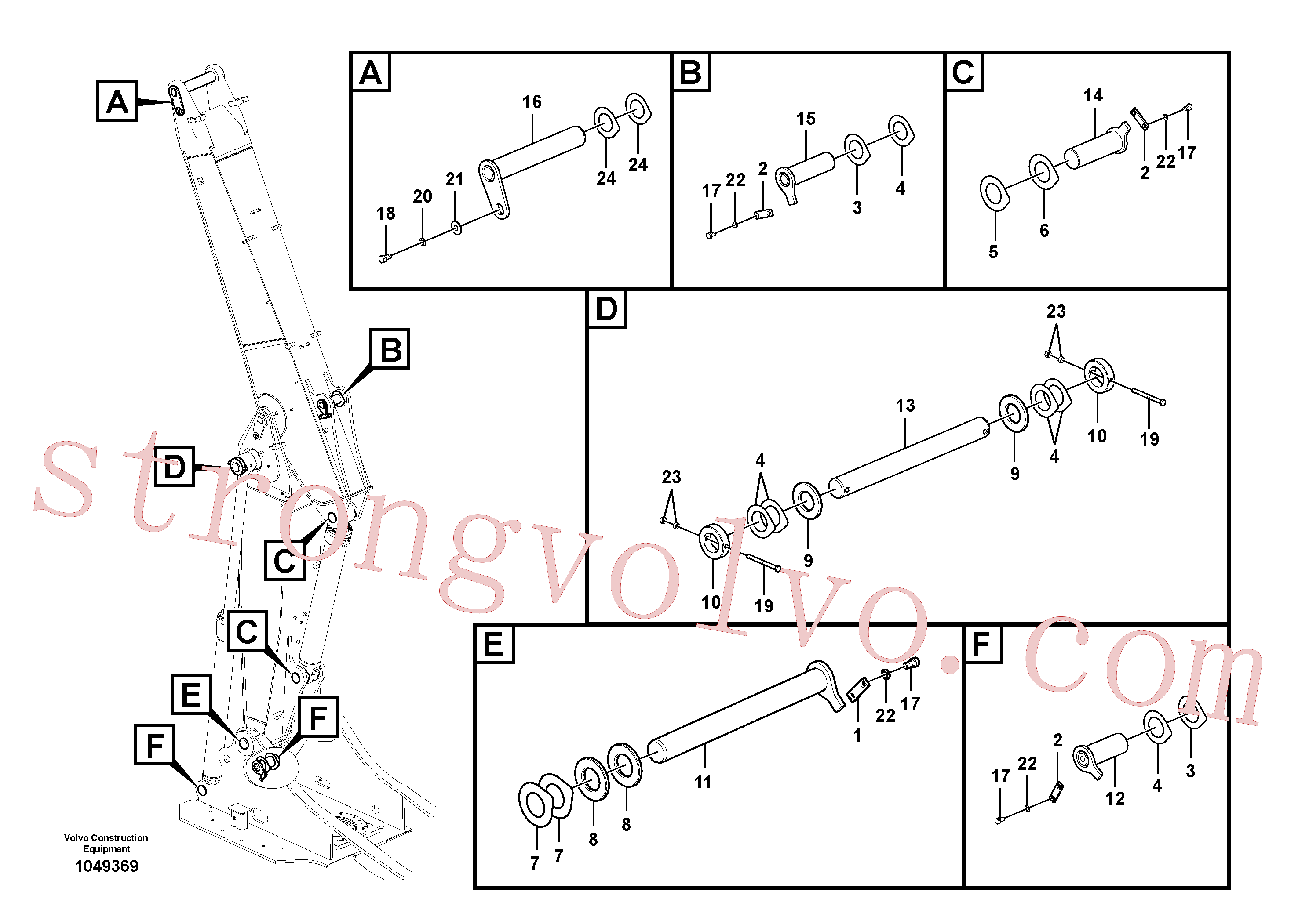 VOE14510440 Volvo Tirantes para a lança ajustável(1049369 Montagem)