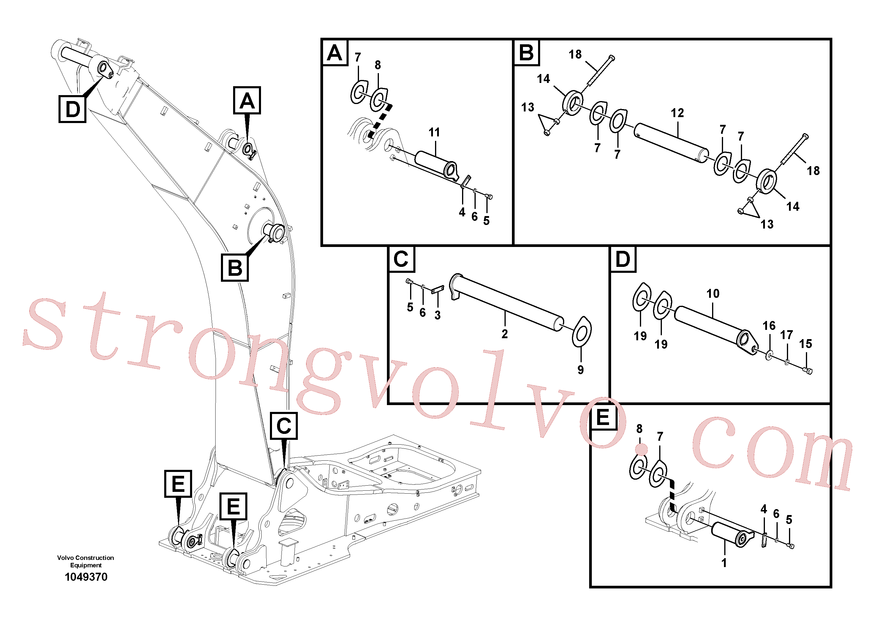 VOE14510442 Volvo Tirantes para a lança(1049370 Montagem)