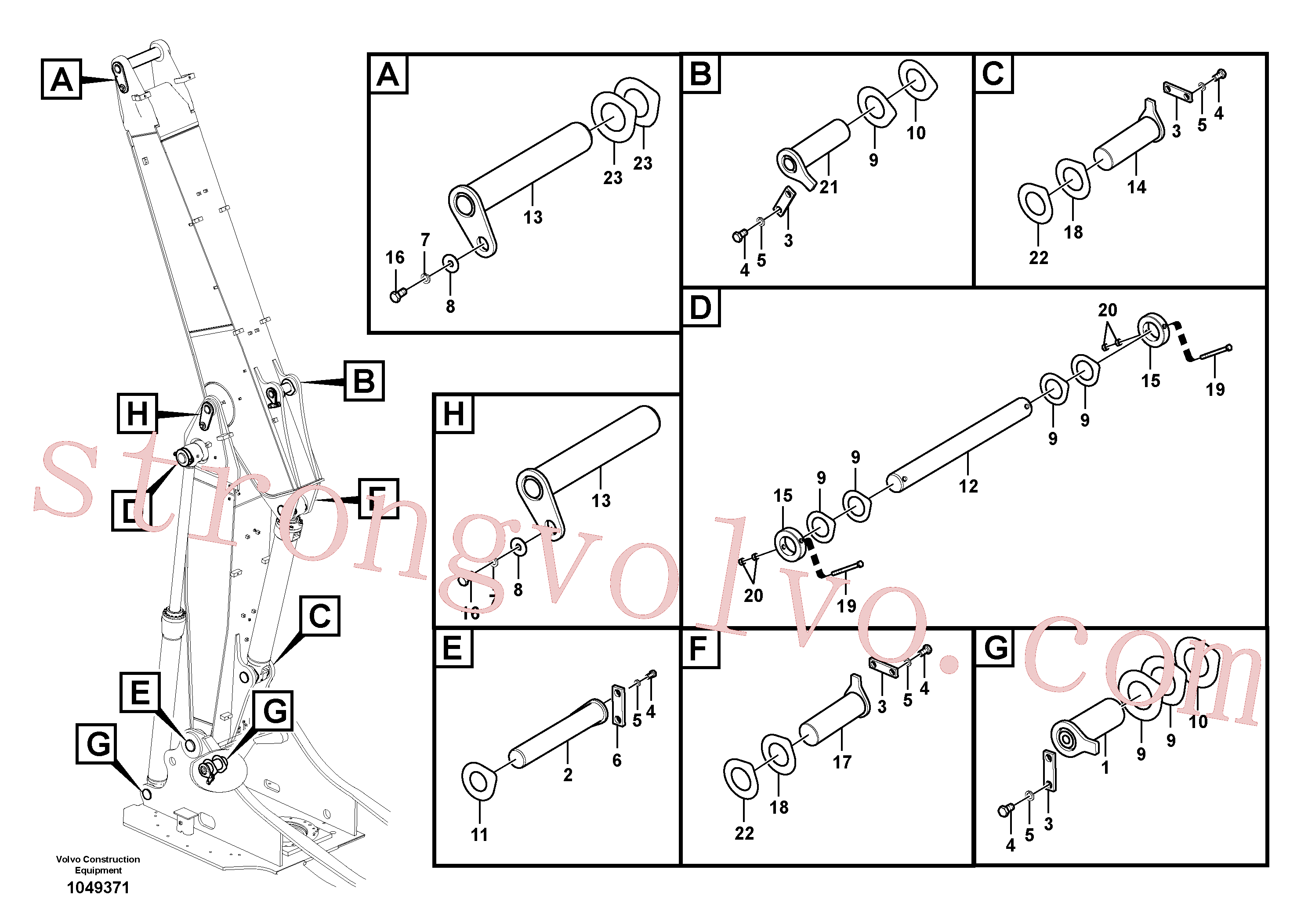 VOE14703237 Volvo Tirantes para a lança ajustável(1049371 Montagem)