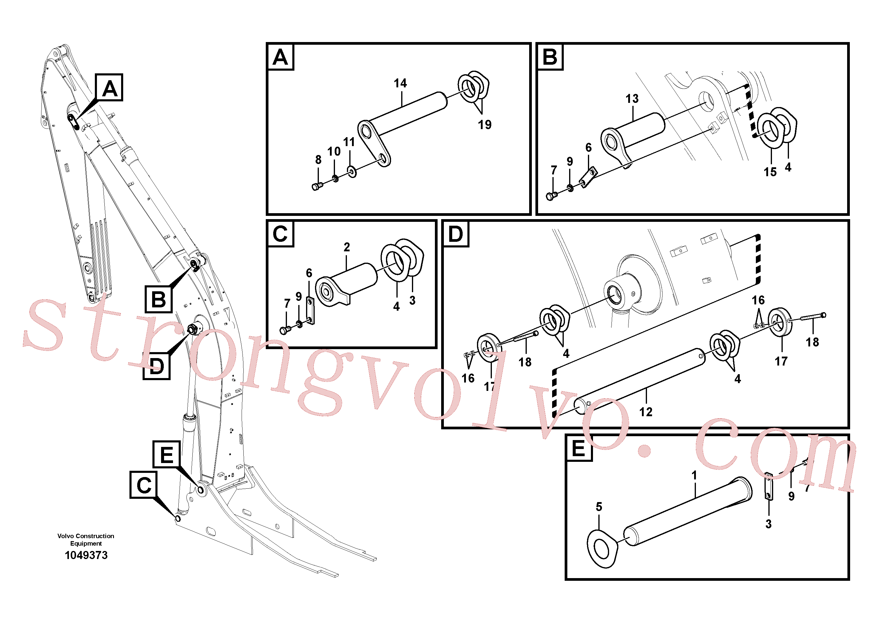 VOE14703238 Volvo Tirantes para a lança(1049373 Montagem)