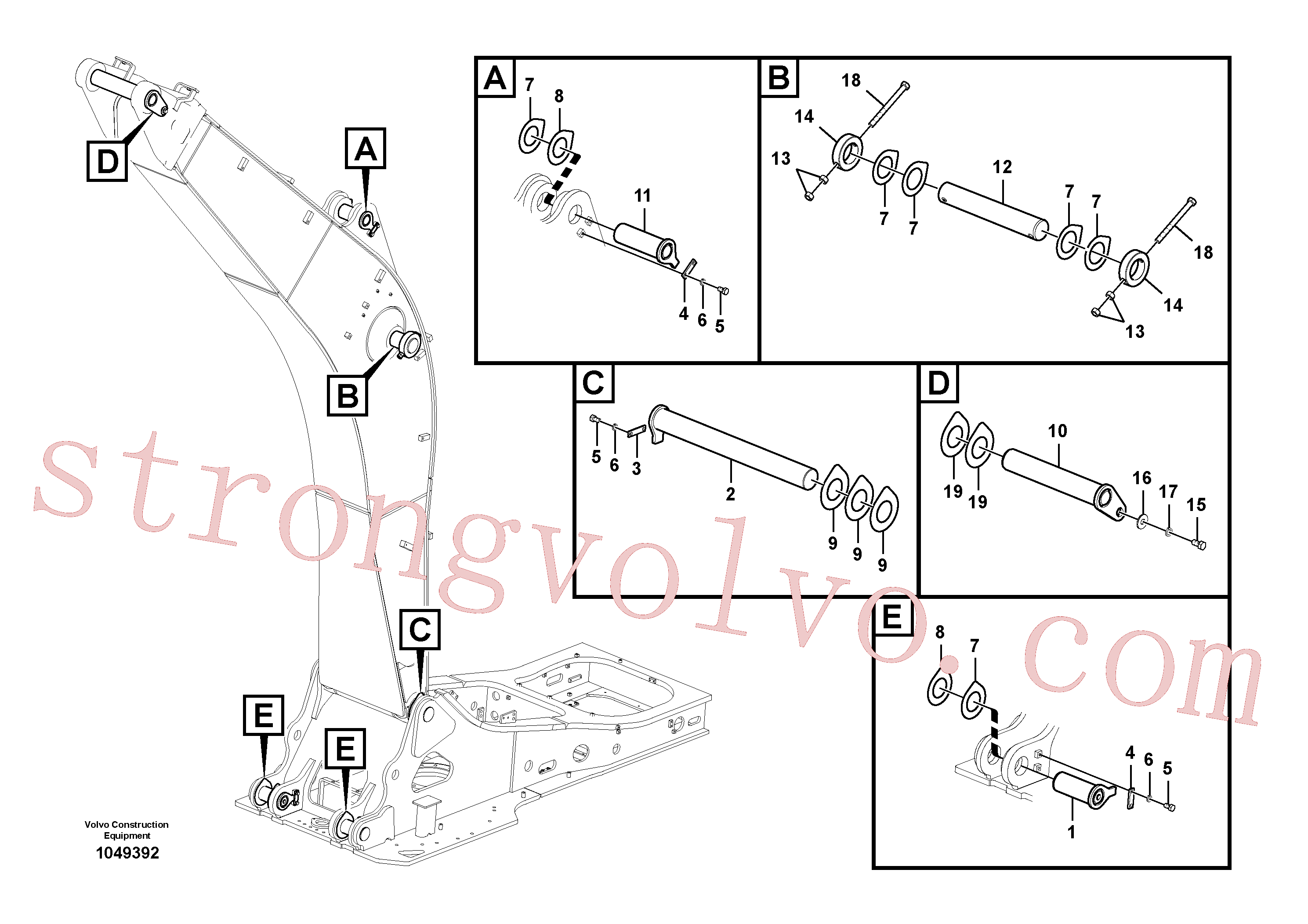 VOE14510442 Volvo Tirantes para a lança(1049392 Montagem)