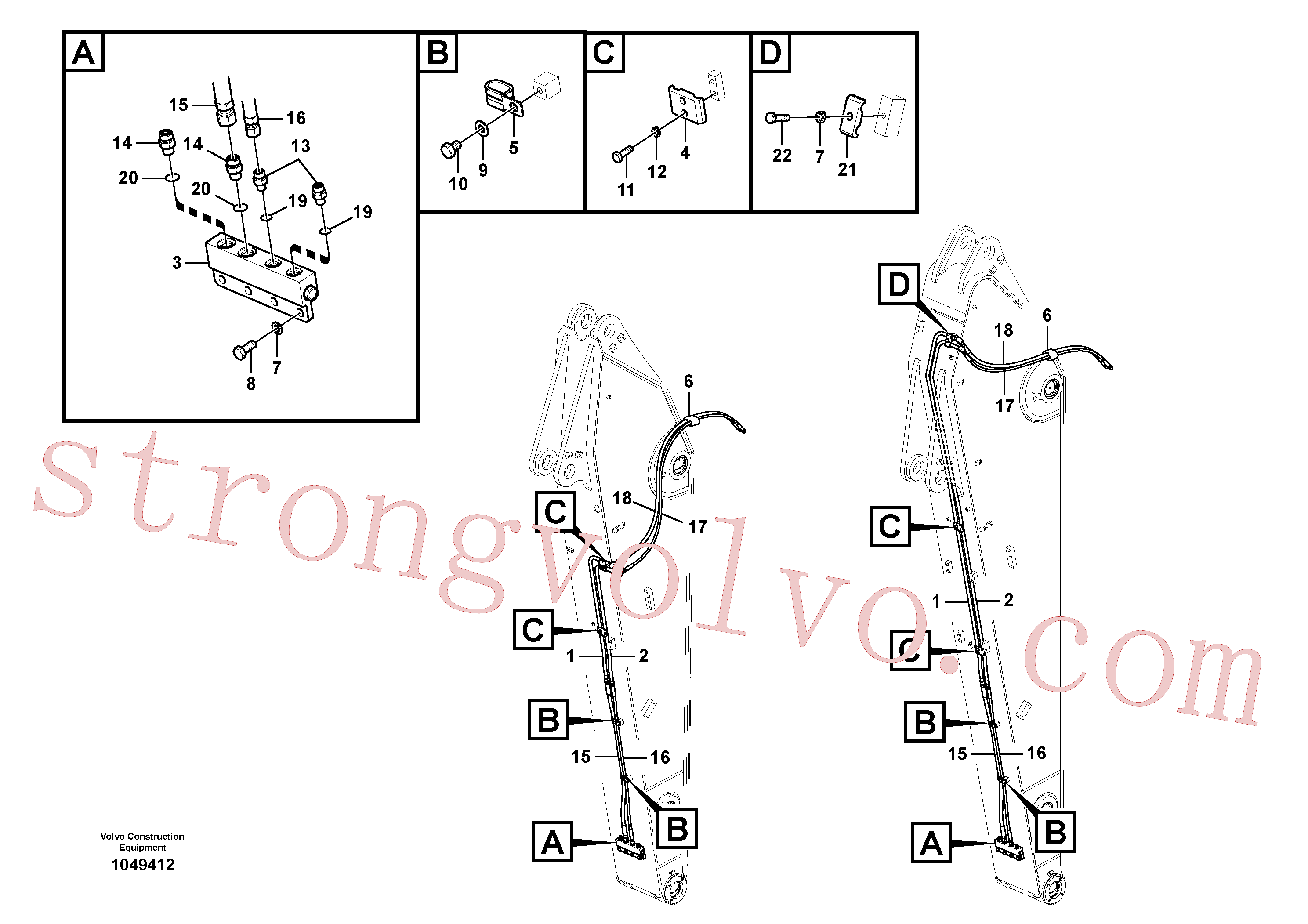 SA1174-54150 Volvo Hidráulica de serviço, encaixe rápido no braço de afundamento(1049412 Montagem)