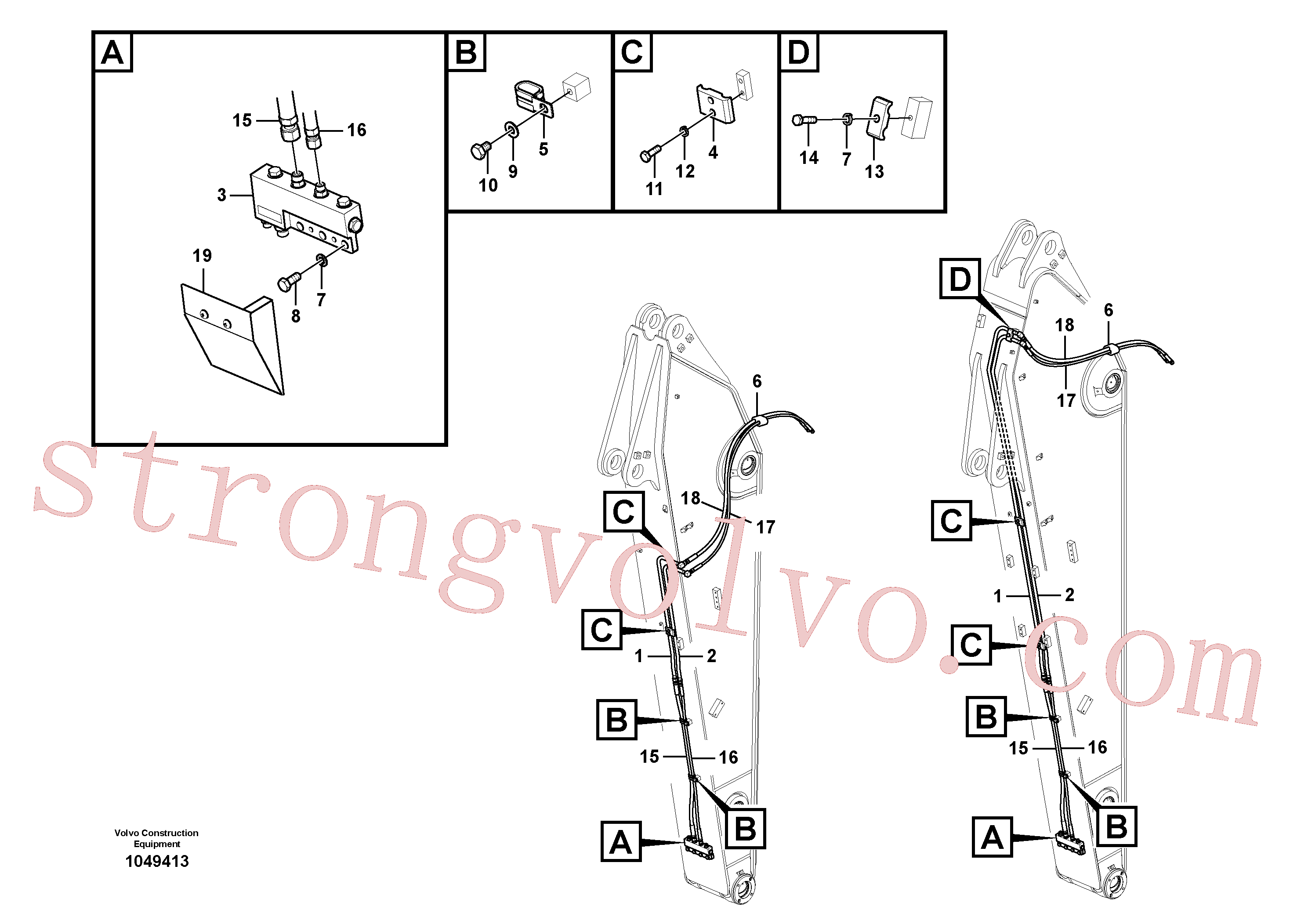 SA1174-54150 Volvo Hidráulica de serviço, encaixe rápido no braço de afundamento(1049413 Montagem)