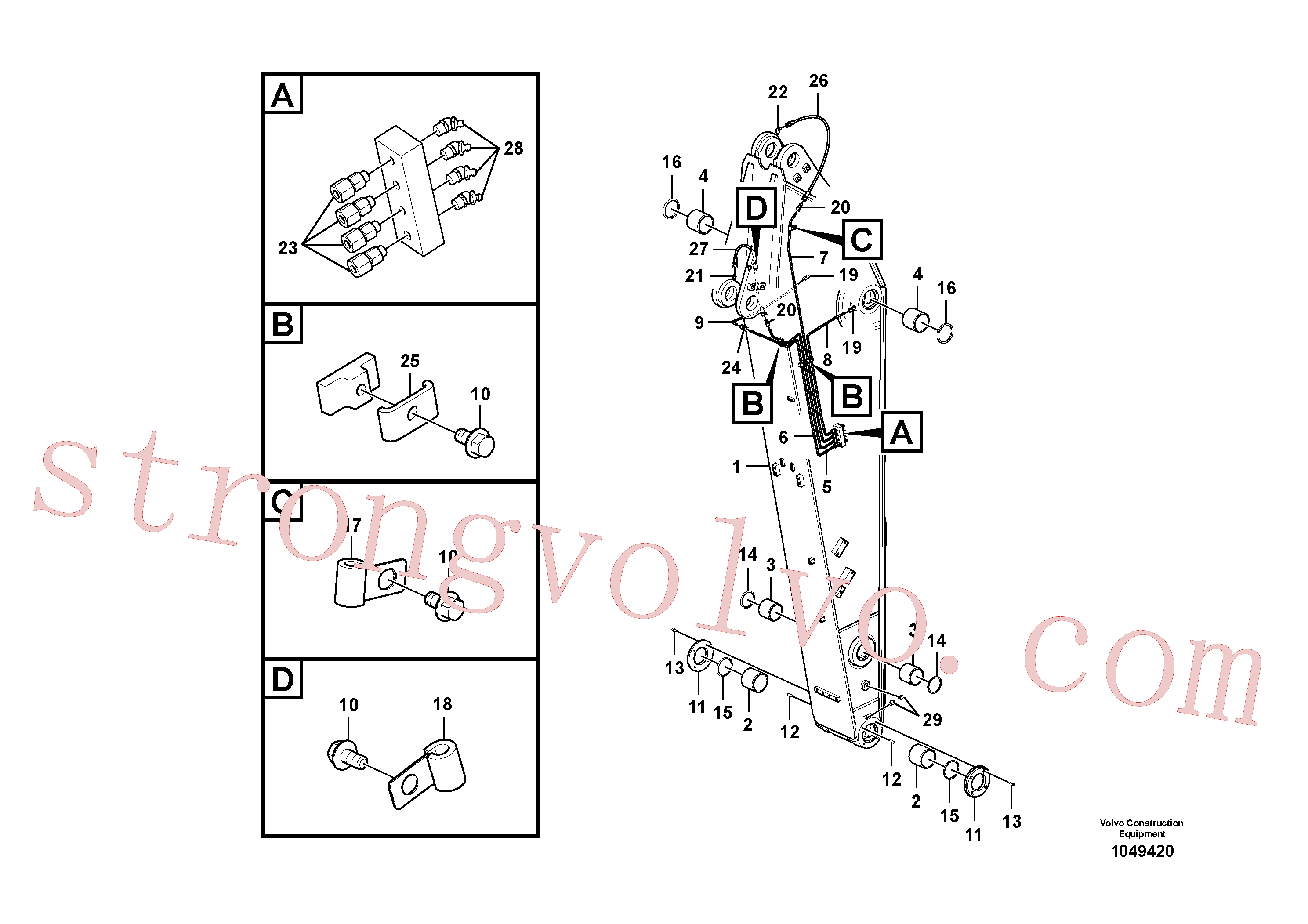 VOE14552297 Volvo Tubagem de massa e do braço de afundamento com sede da tubagem(1049420 Montagem)
