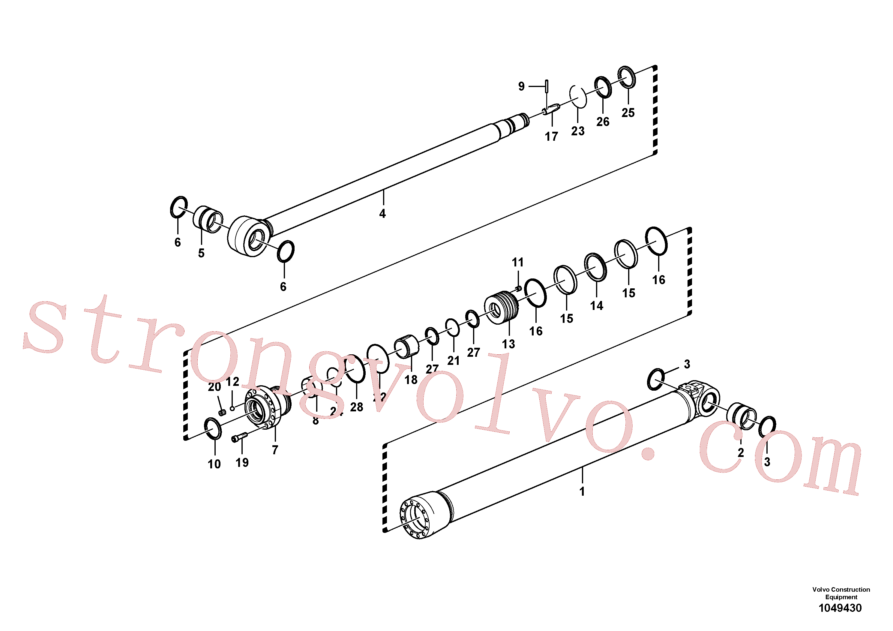 VOE14611293 Volvo Cilindro do braço de afundamento(1049430 Montagem)