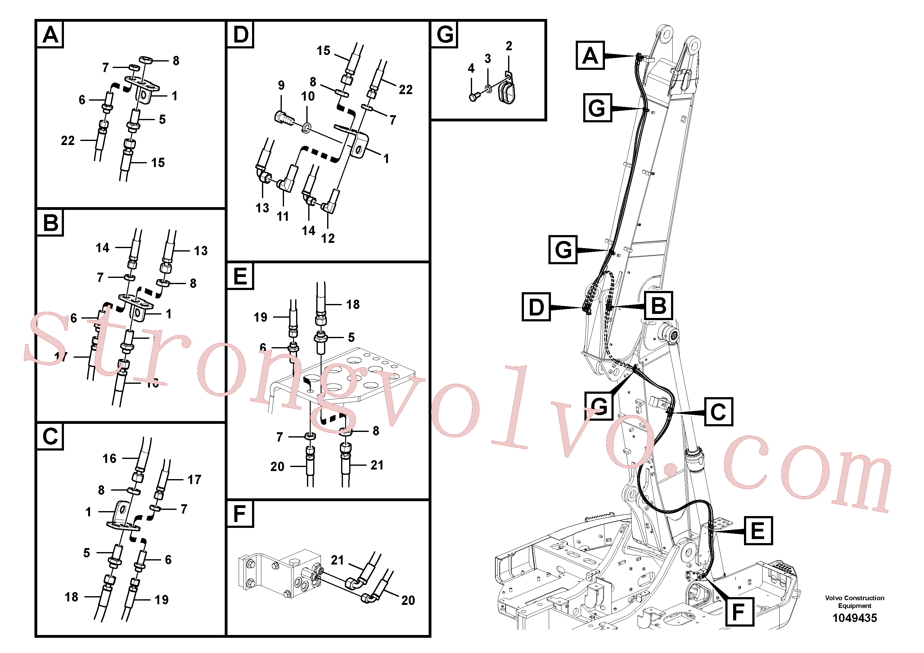 VOE936260 Volvo Hidráulica de serviço, encaixe rápido na lança ajustável(1049435 Montagem)