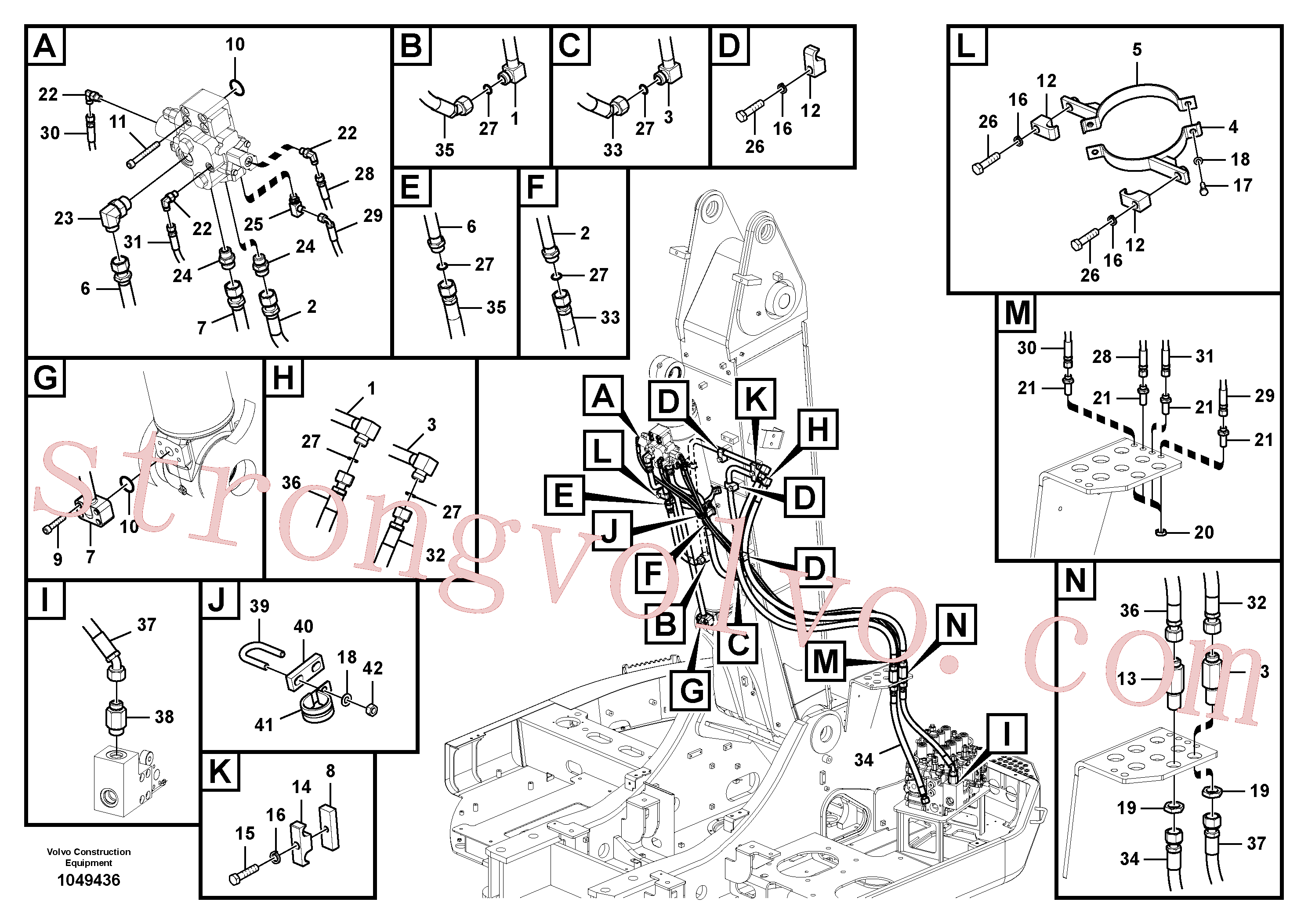 VOE14562244 Volvo Hidráulica de serviço, cilindro da 2ª lança em lança ajustável(1049436 Montagem)