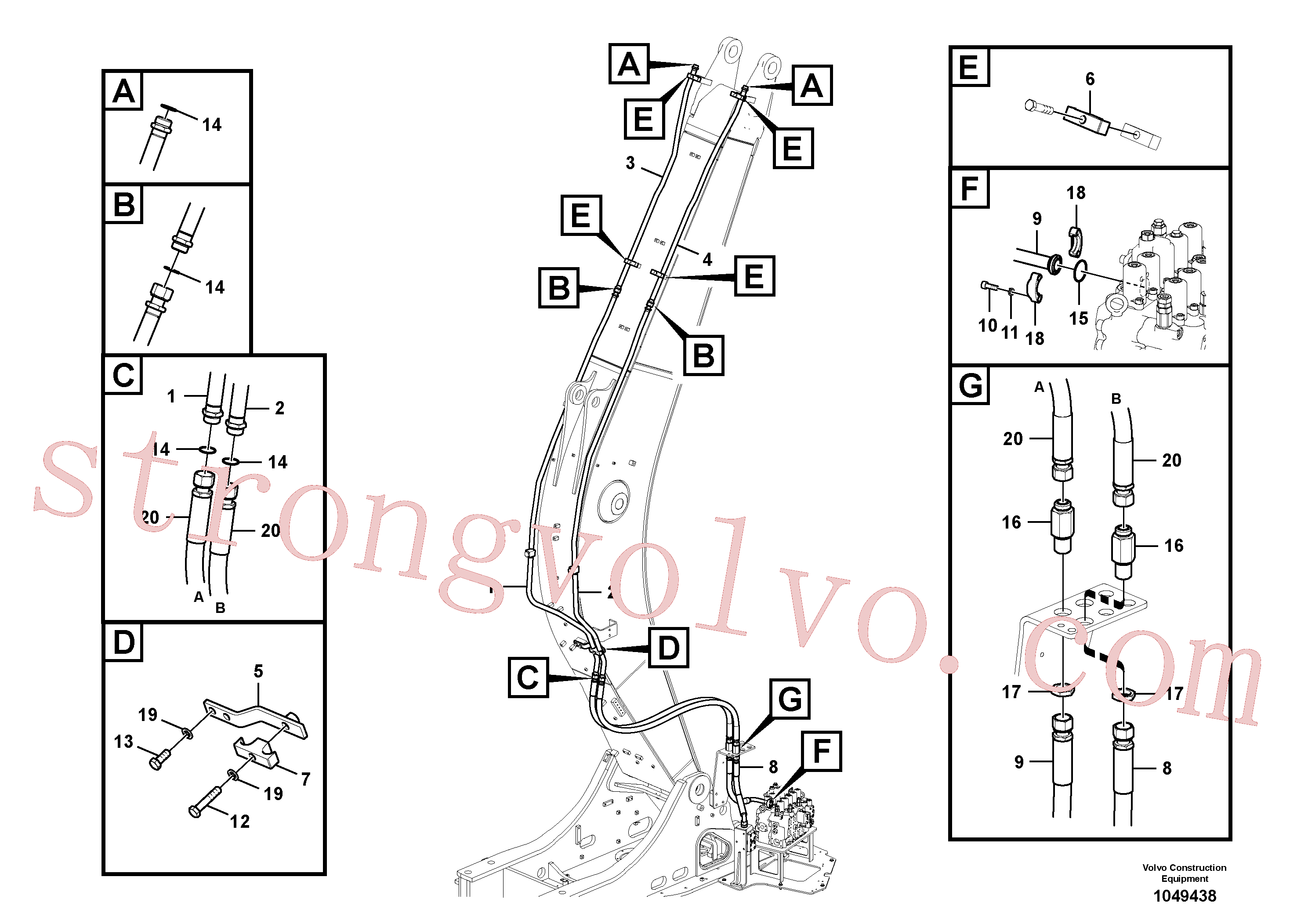VOE14564158 Volvo Hidráulica de serviço, martelo e cortador para lança(1049438 Montagem)