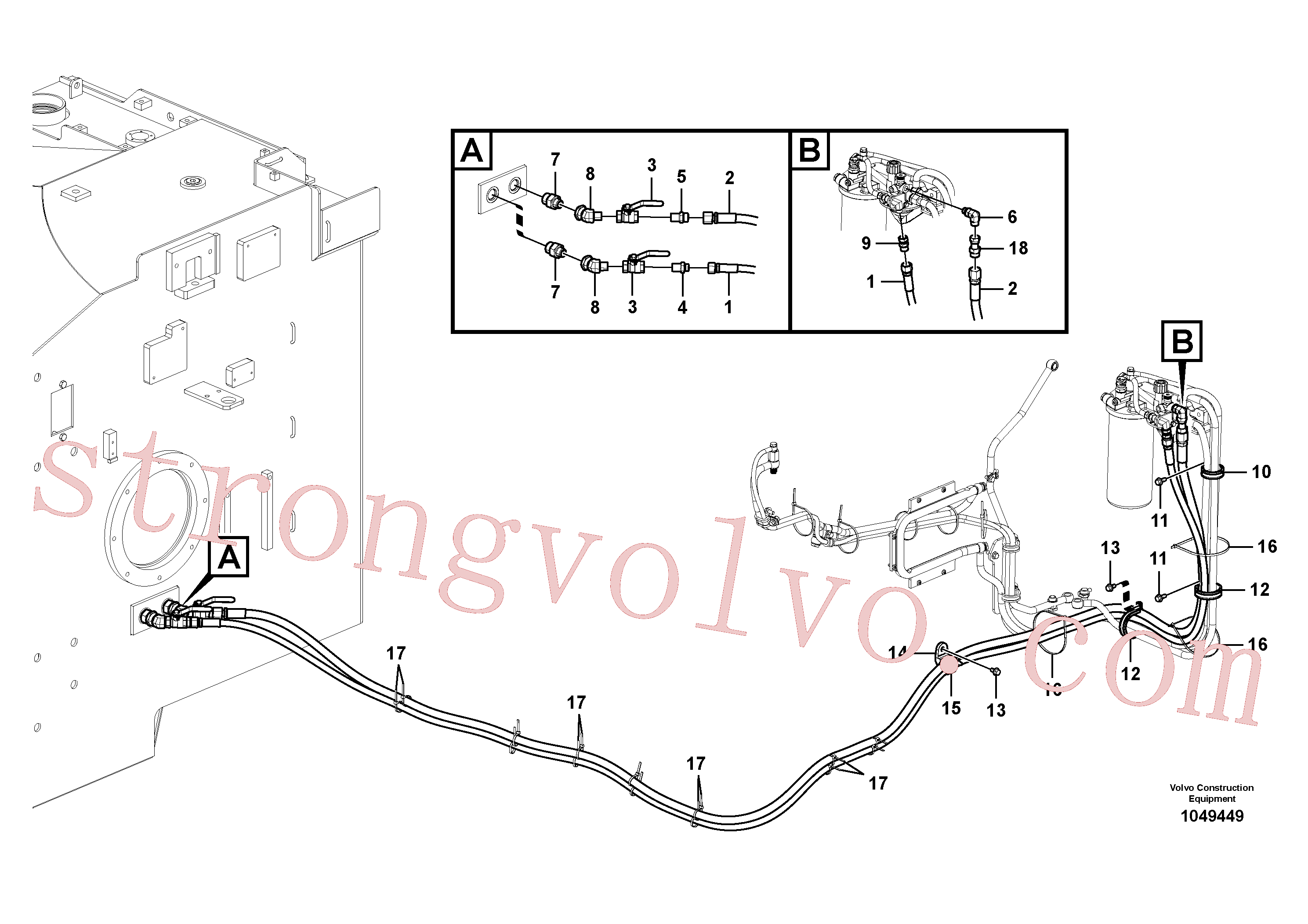 VOE14515522 Volvo Tubo de combustível - depósito de combustível(1049449 Montagem)