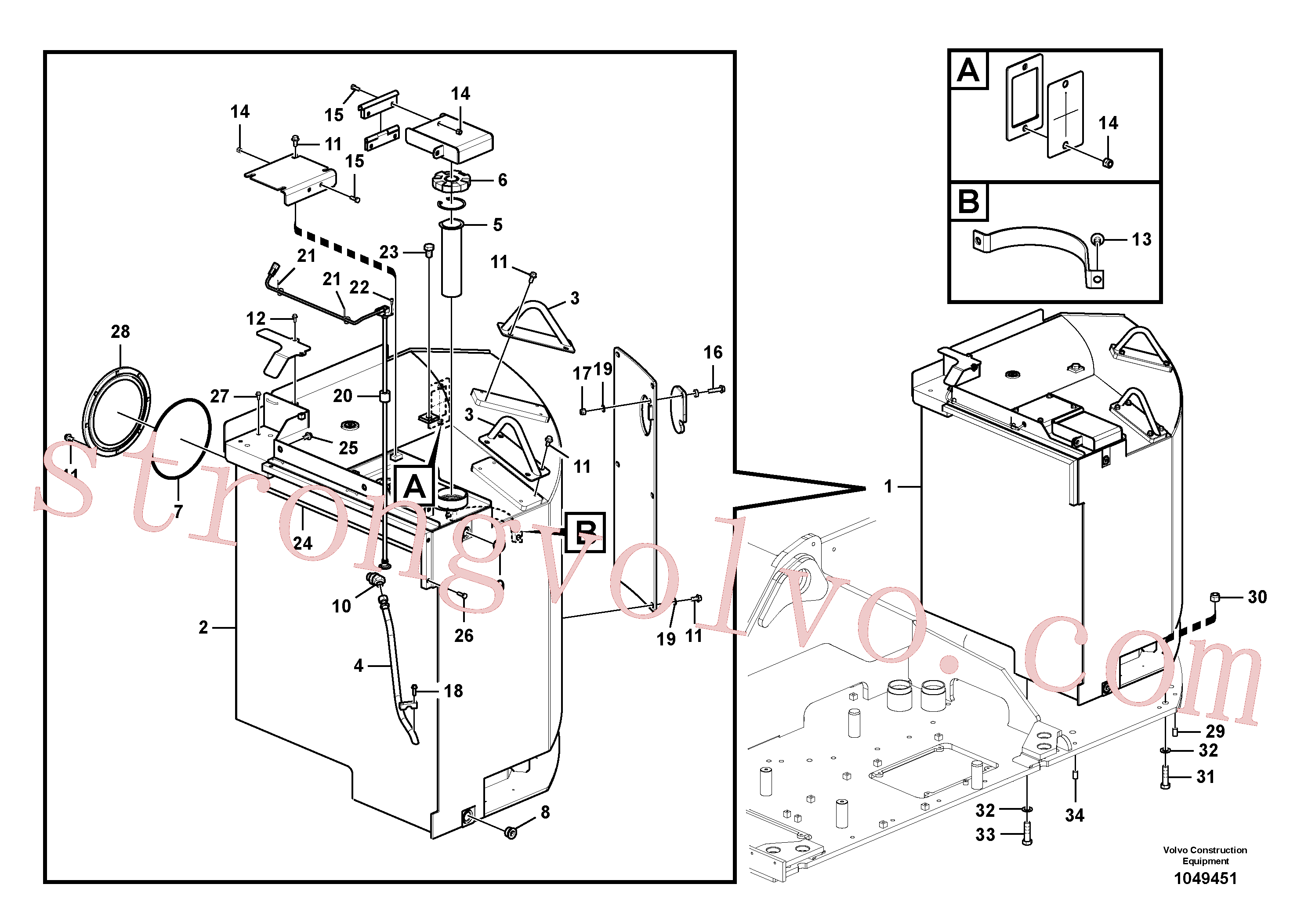 VOE992048 Volvo Depósito de combustível com acessórios(1049451 Montagem)