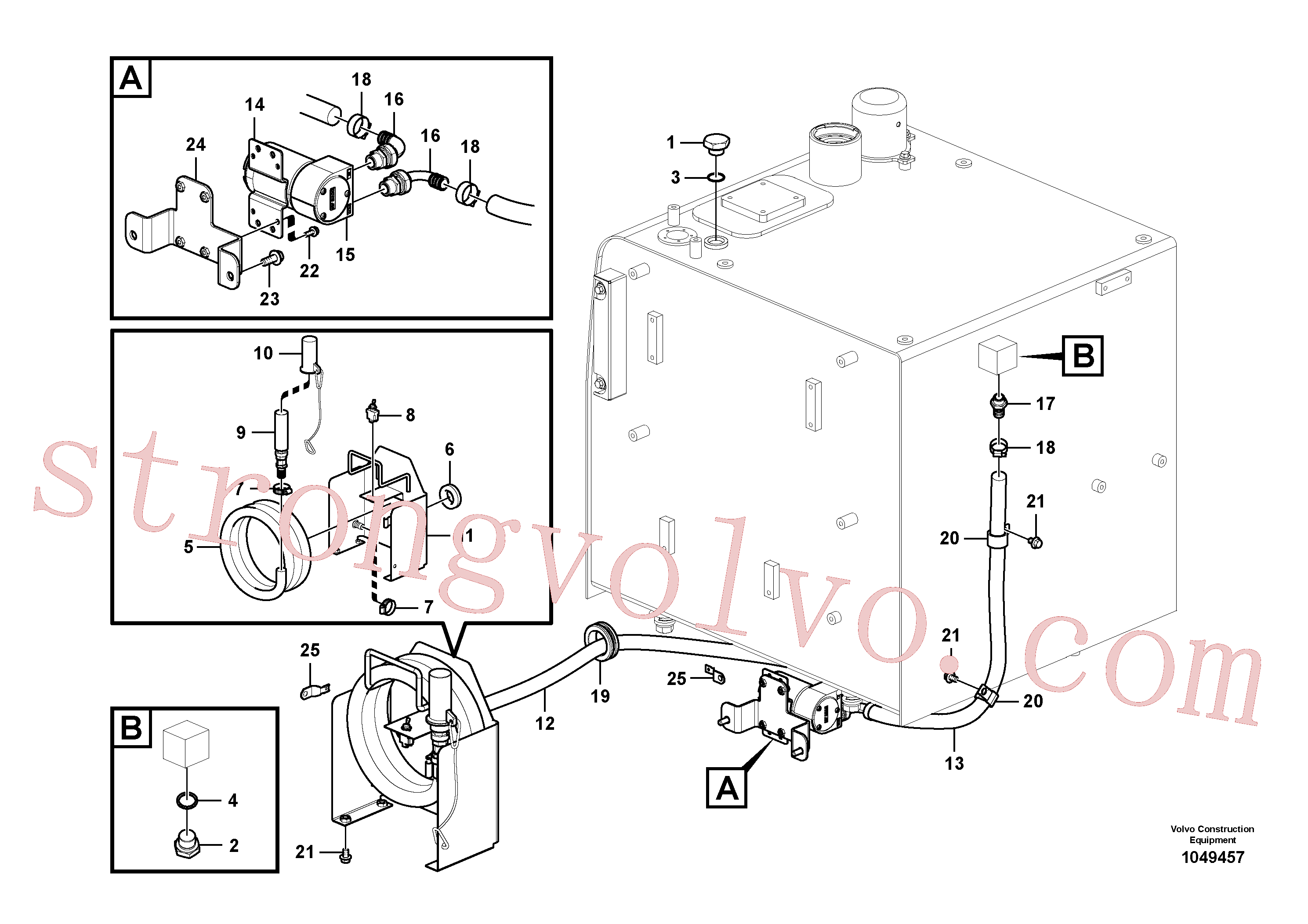 VOE14543309 Volvo Bomba de enchimento do combustível com detalhes de montagem(1049457 Montagem)