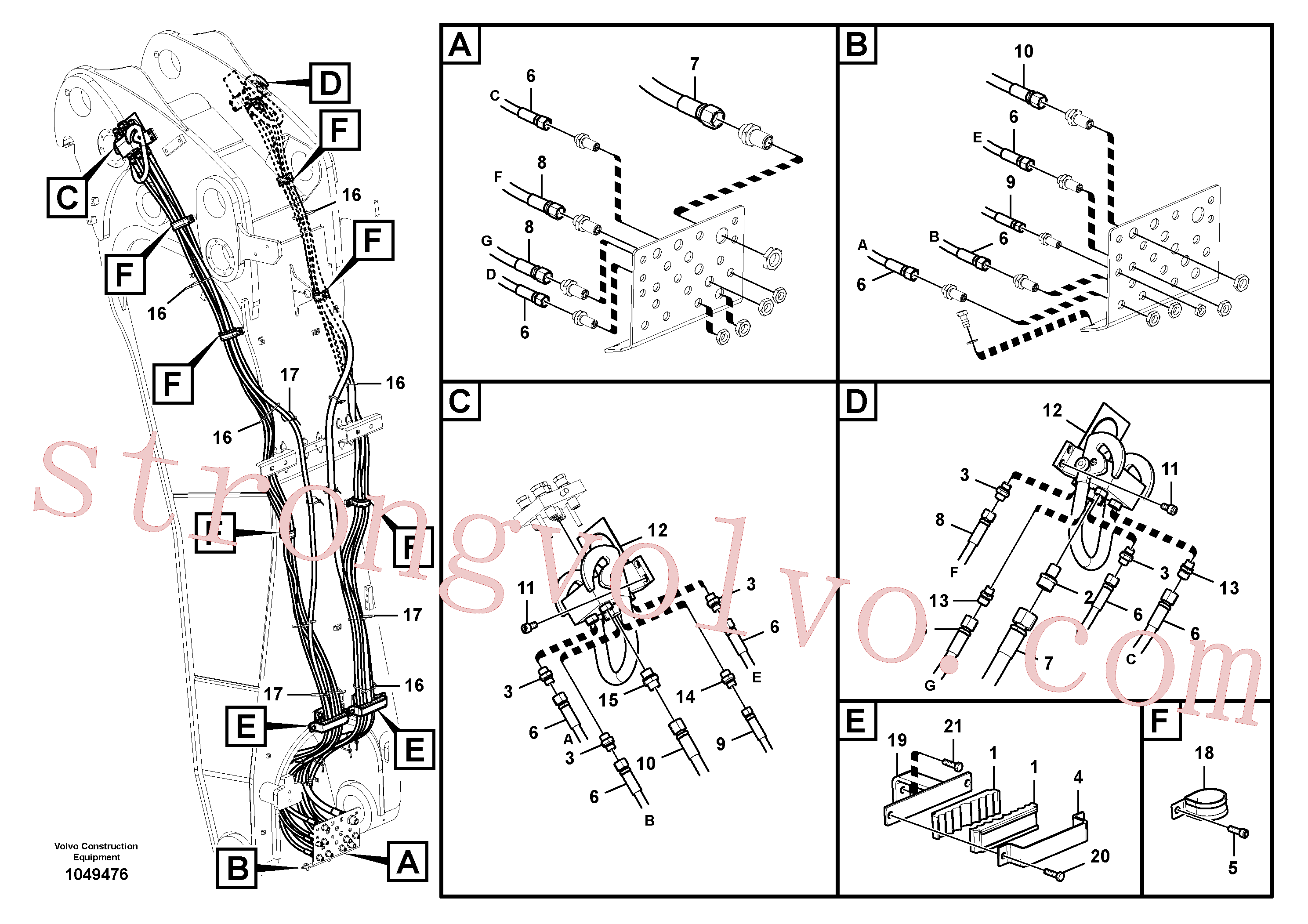 China Made SA1174-55230 Rubber clamp Volvo Acessórios para escavadeira