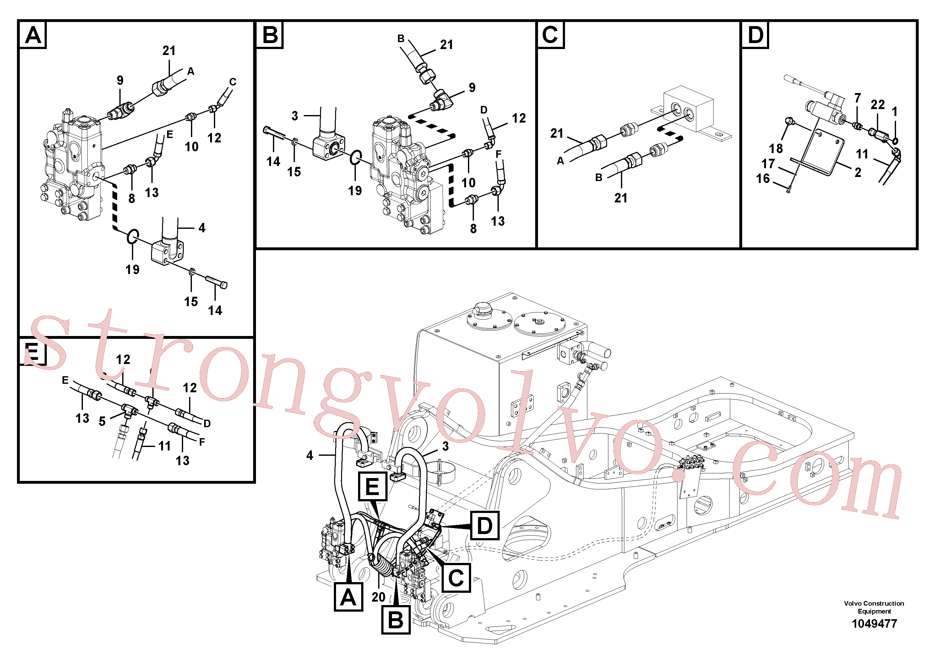 VOE15048486 Volvo Hidráulica de serviço, ruptura da lança(1049477 Montagem)