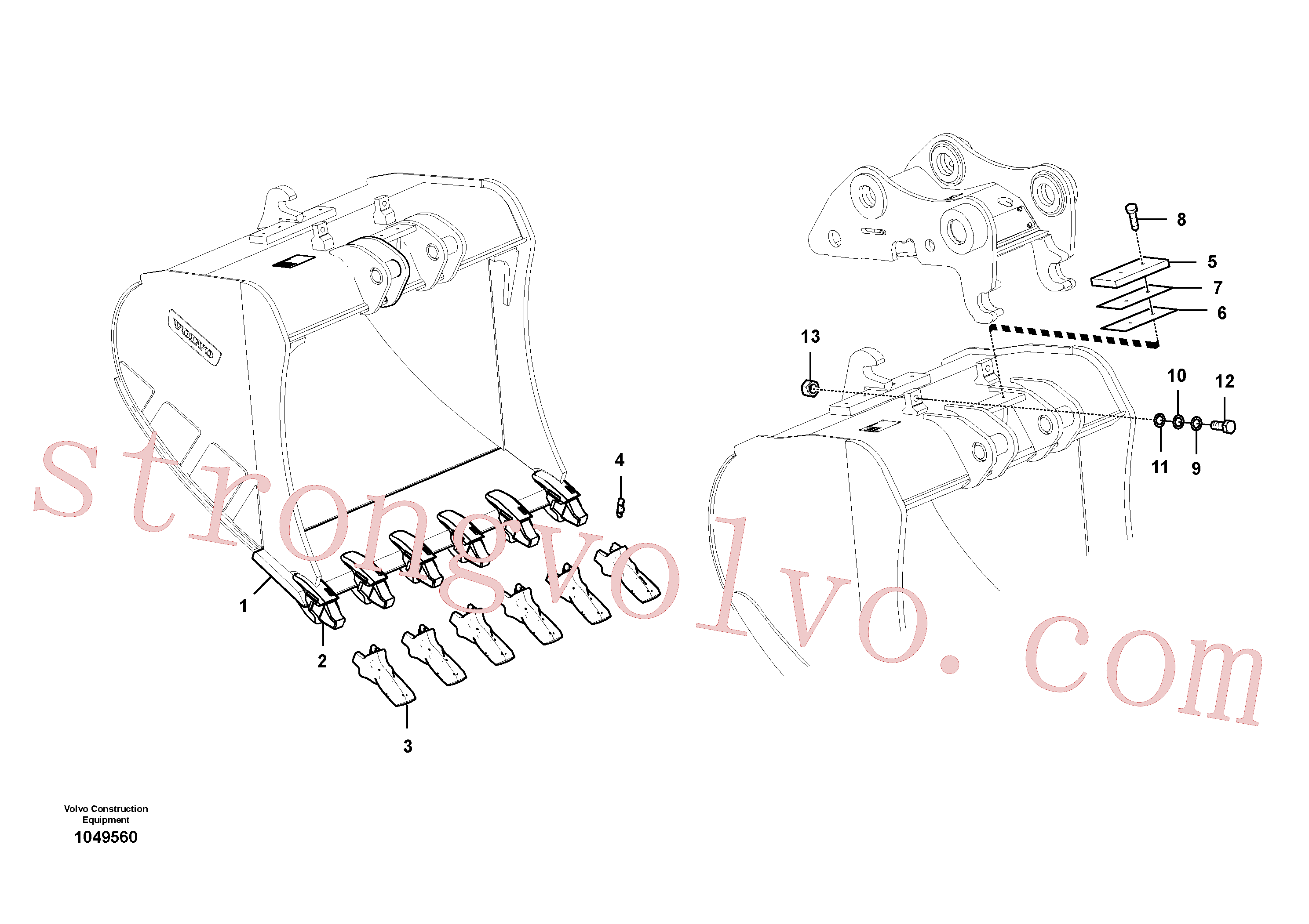 SA1171-75340 Volvo Baldes para Quickfit (engate rápido)(1049560 Montagem)