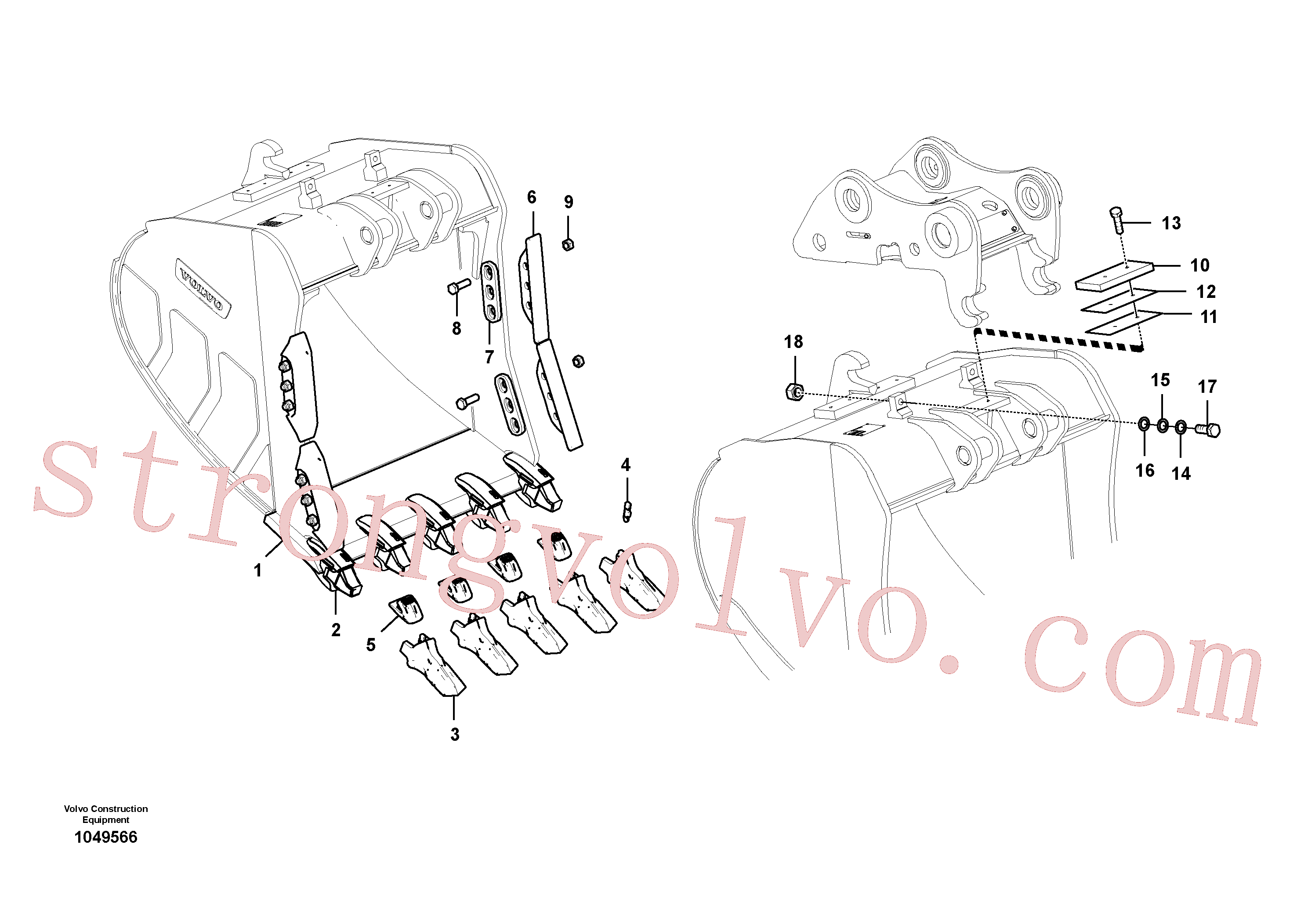 VOE14545283 Volvo Baldes para Quickfit (engate rápido)(1049566 Montagem)