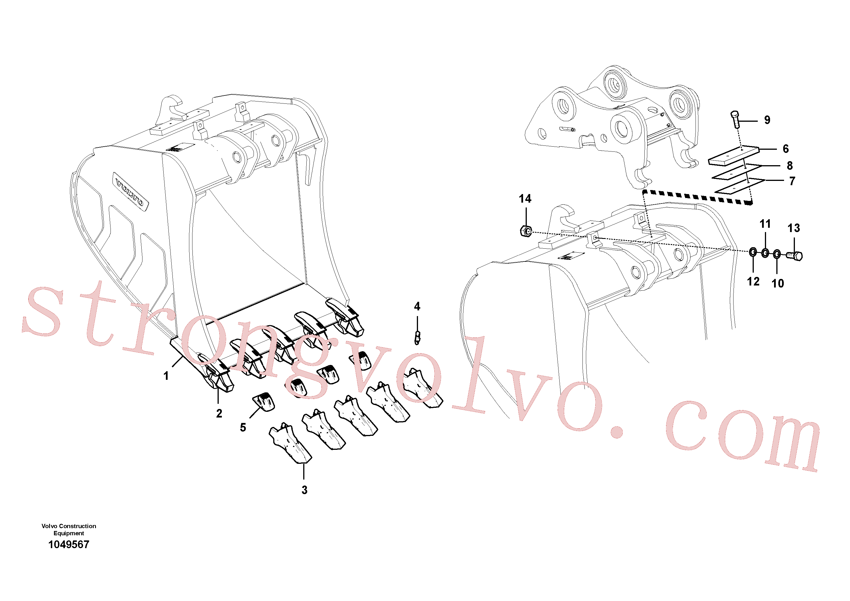 VOE14545283 Volvo Baldes para Quickfit (engate rápido)(1049567 Montagem)