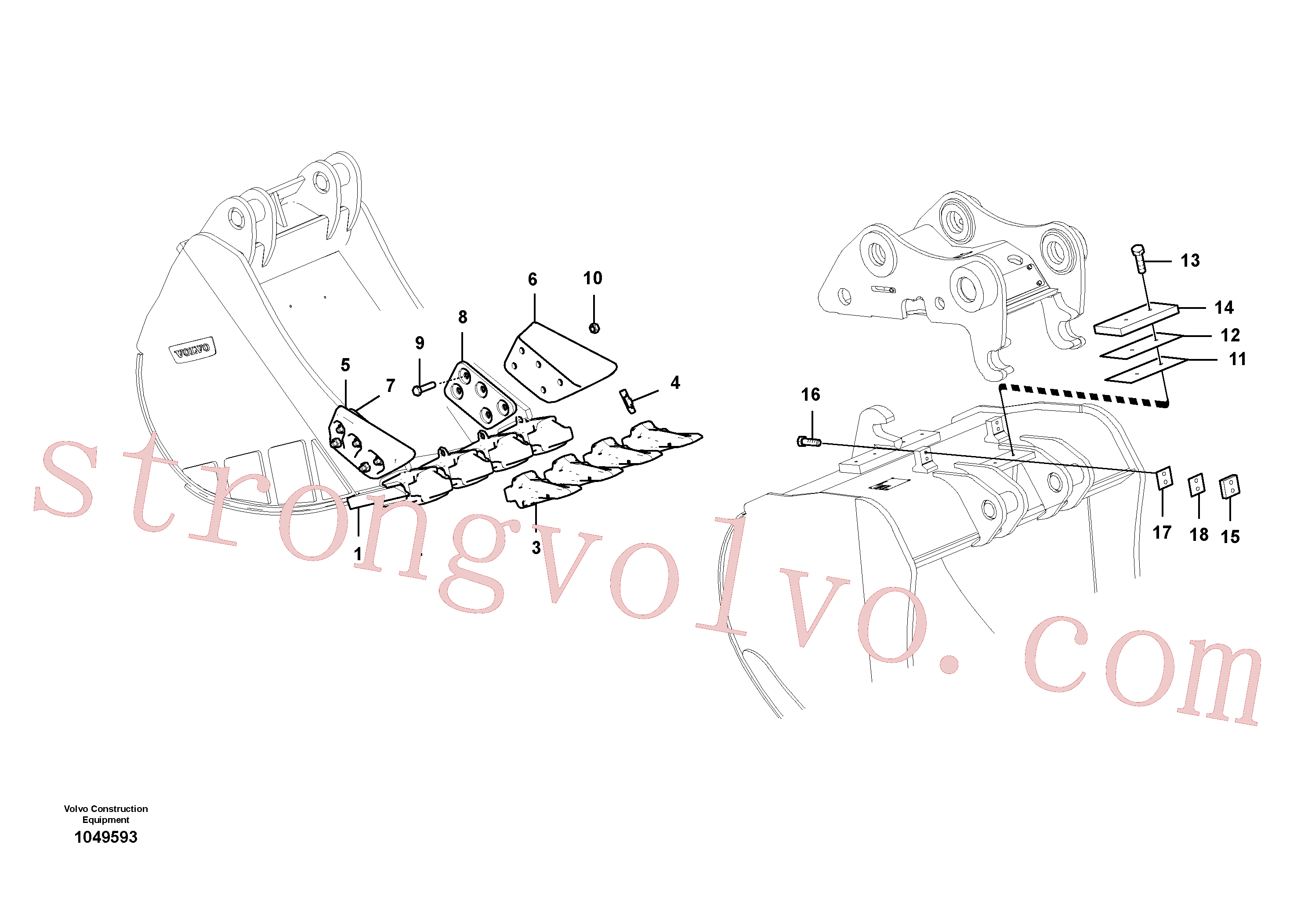 VOE14538414 Volvo Baldes para Quickfit (engate rápido)(1049593 Montagem)