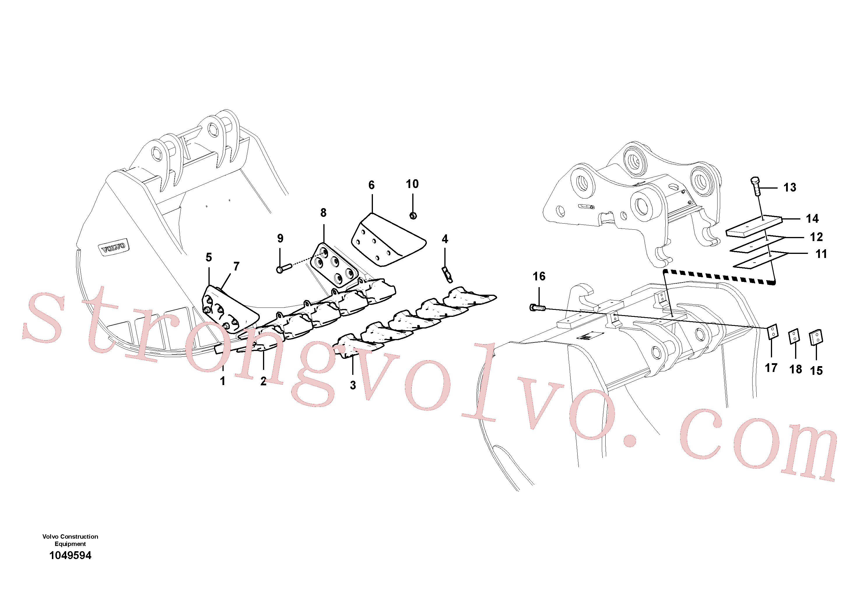 VOE14538416 Volvo Baldes para Quickfit (engate rápido)(1049594 Montagem)